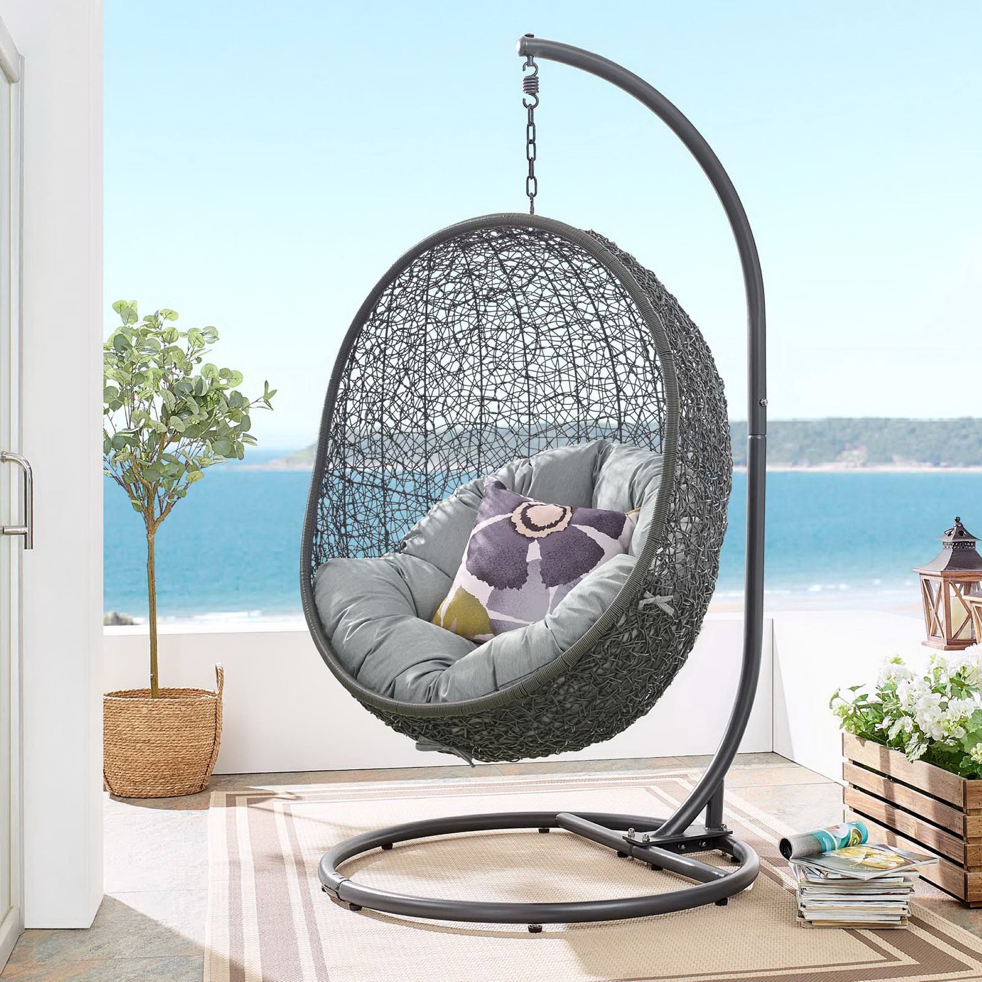 Hide Outdoor Patio Swing Chair With Stand by Modway - Best Buy Furniture