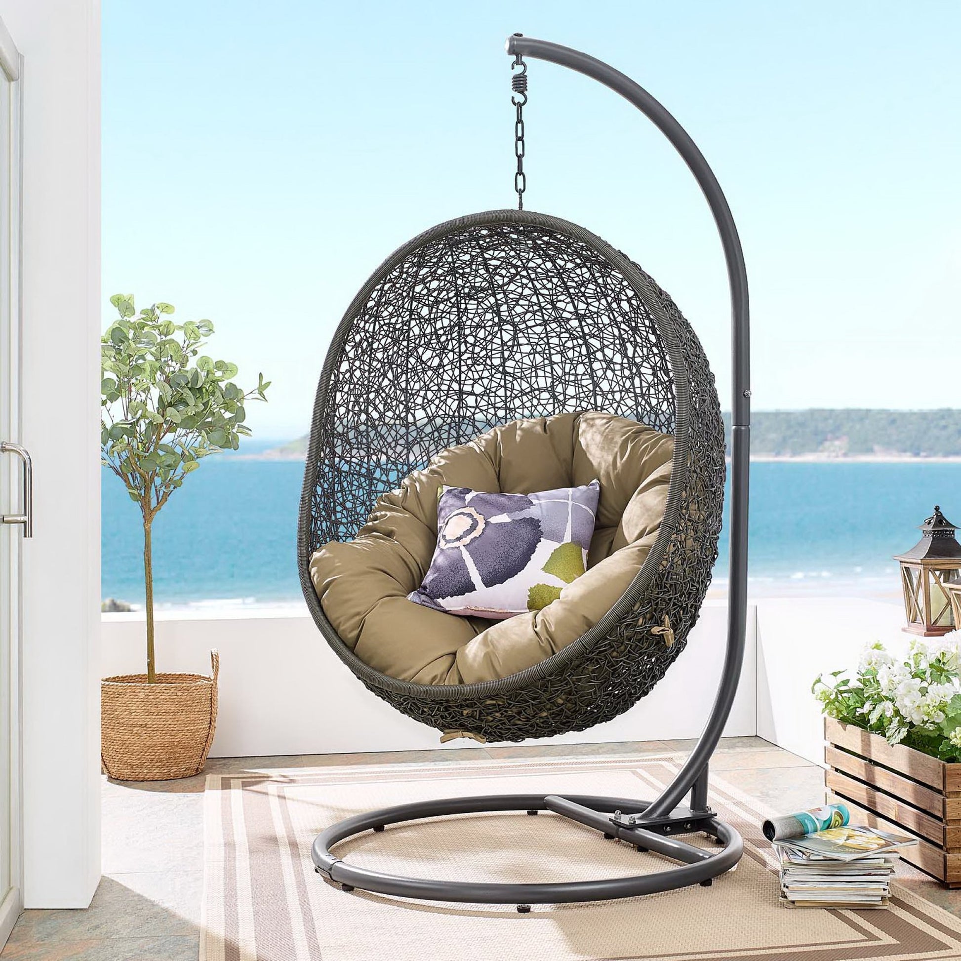 Hide Outdoor Patio Swing Chair With Stand by Modway - Best Buy Furniture