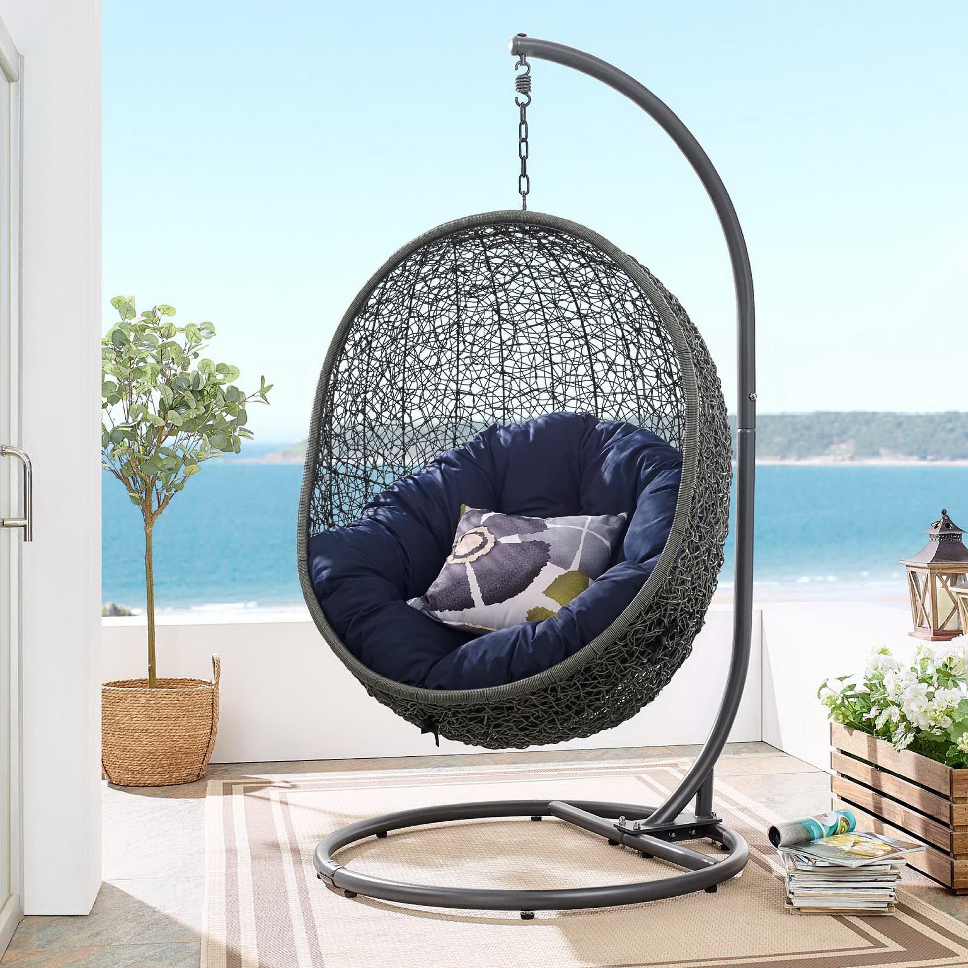 Hide Outdoor Patio Swing Chair With Stand by Modway - Best Buy Furniture