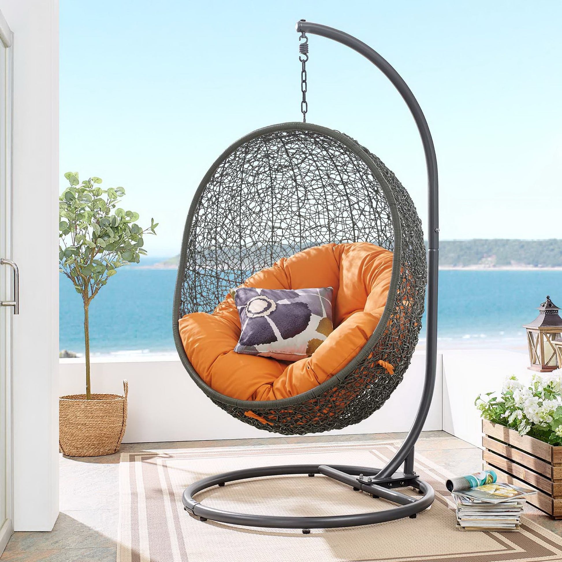 Hide Outdoor Patio Swing Chair With Stand by Modway - Best Buy Furniture