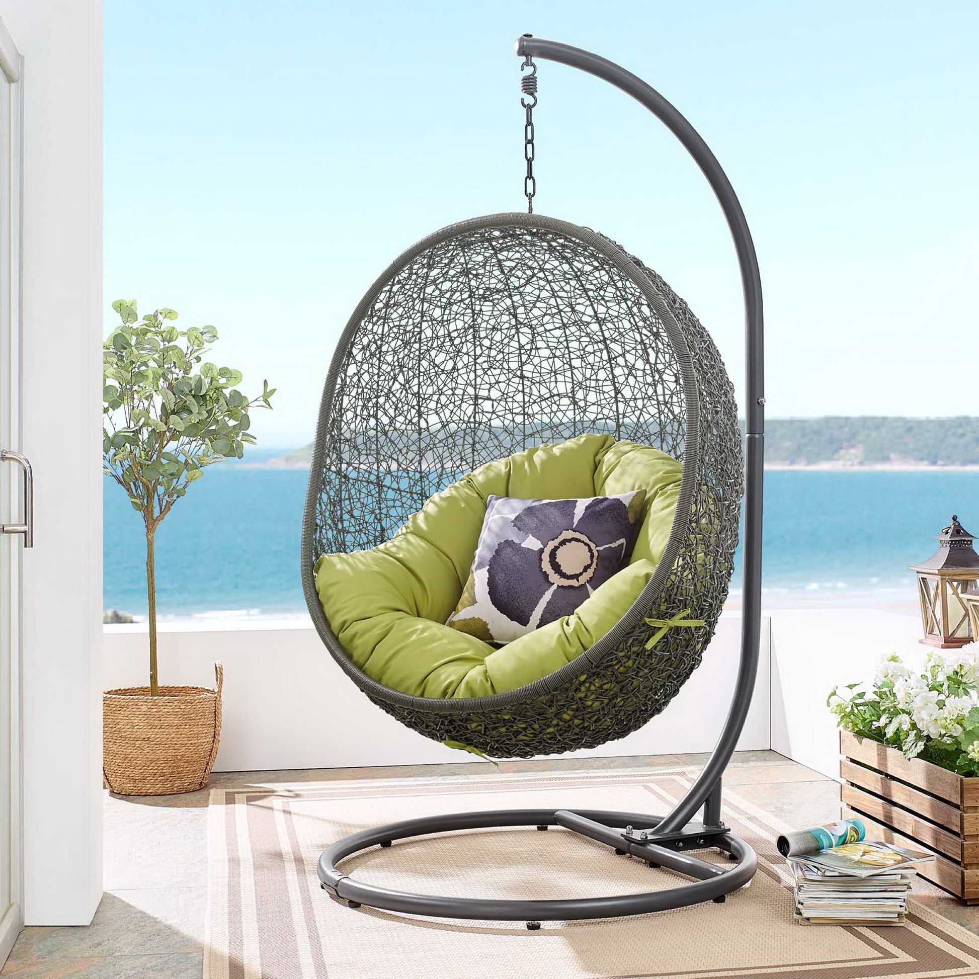 Hide Outdoor Patio Swing Chair With Stand by Modway - Best Buy Furniture