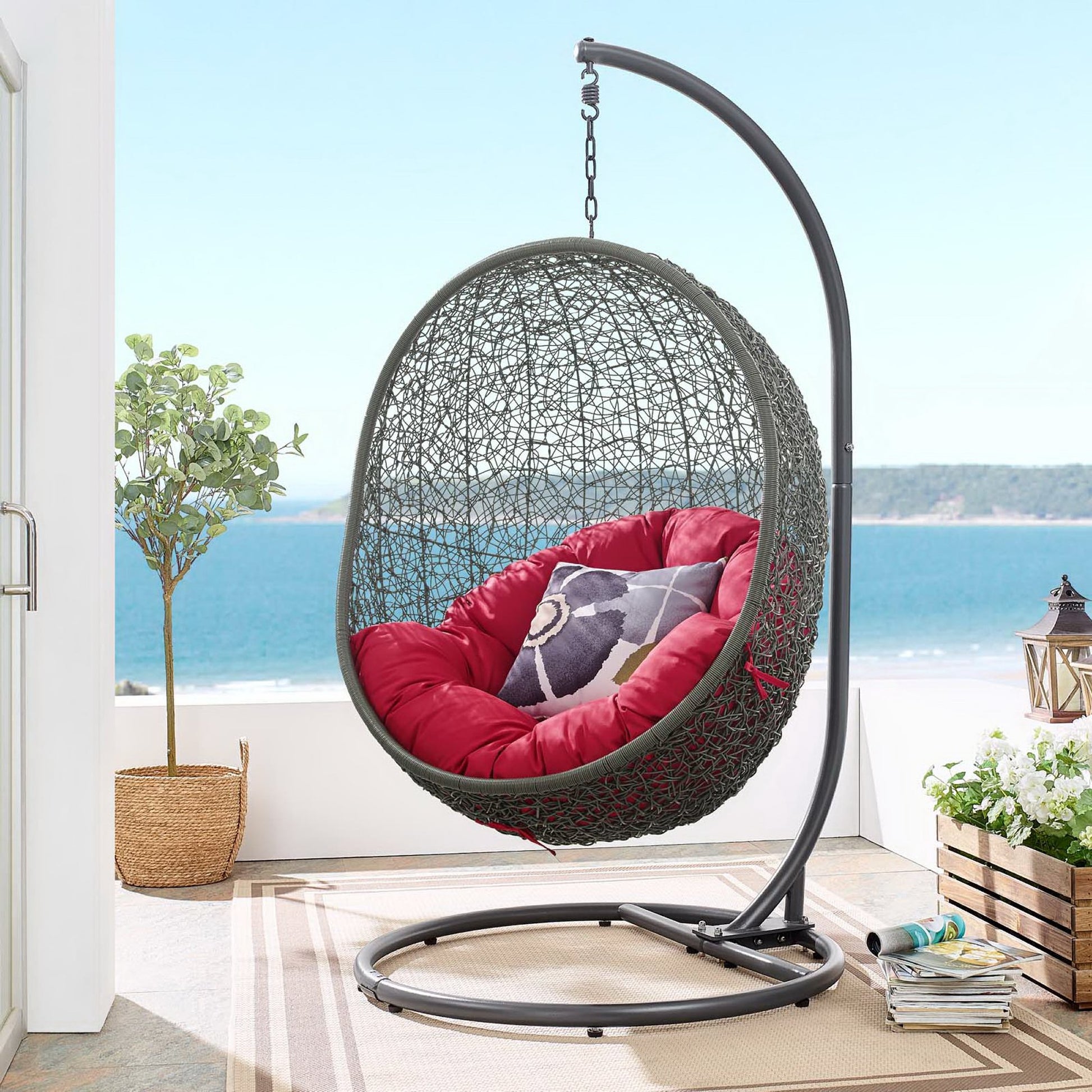 Hide Outdoor Patio Swing Chair With Stand by Modway - Best Buy Furniture