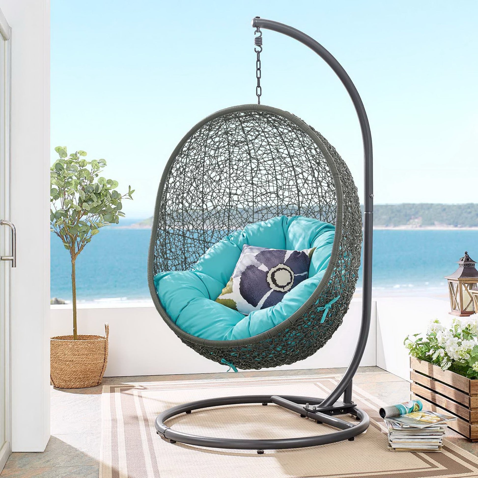 Hide Outdoor Patio Swing Chair With Stand by Modway - Best Buy Furniture