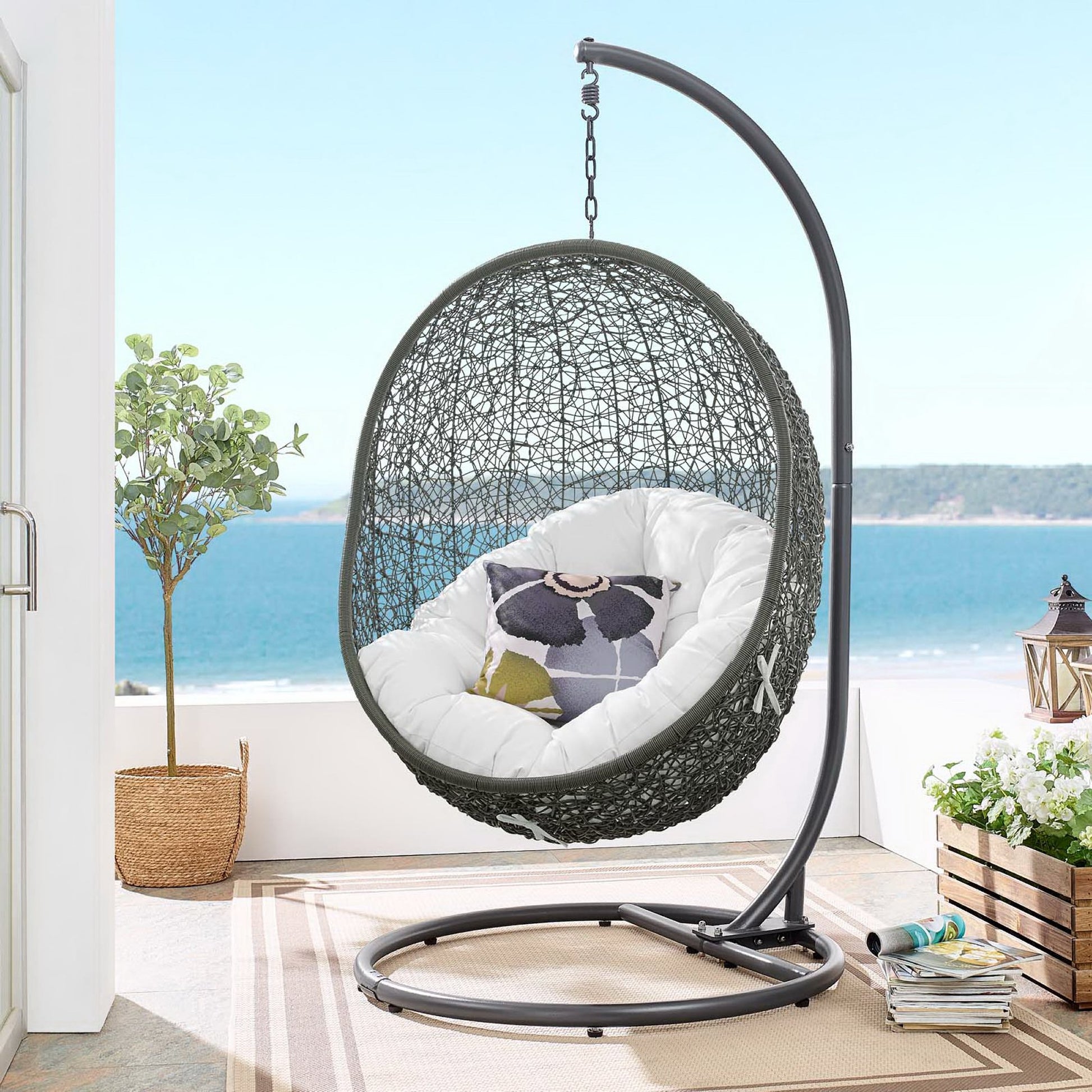 Hide Outdoor Patio Swing Chair With Stand by Modway - Best Buy Furniture
