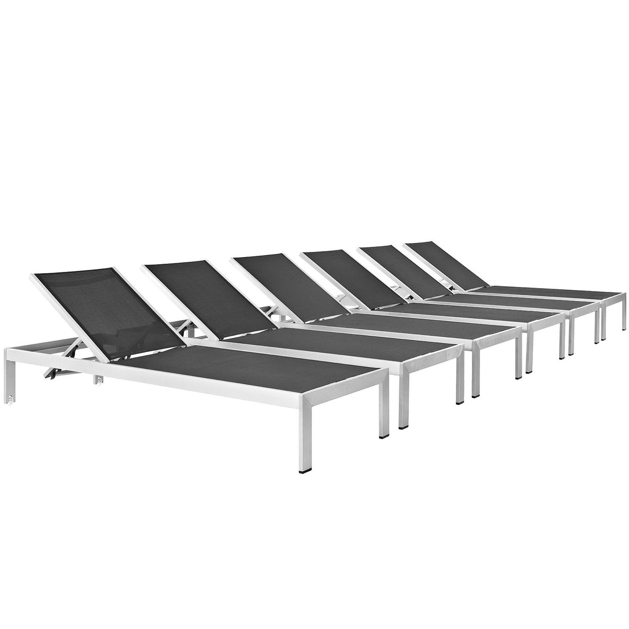 Shore Outdoor Patio Aluminum Chaise Set of 6 by Modway - Best Buy Furniture