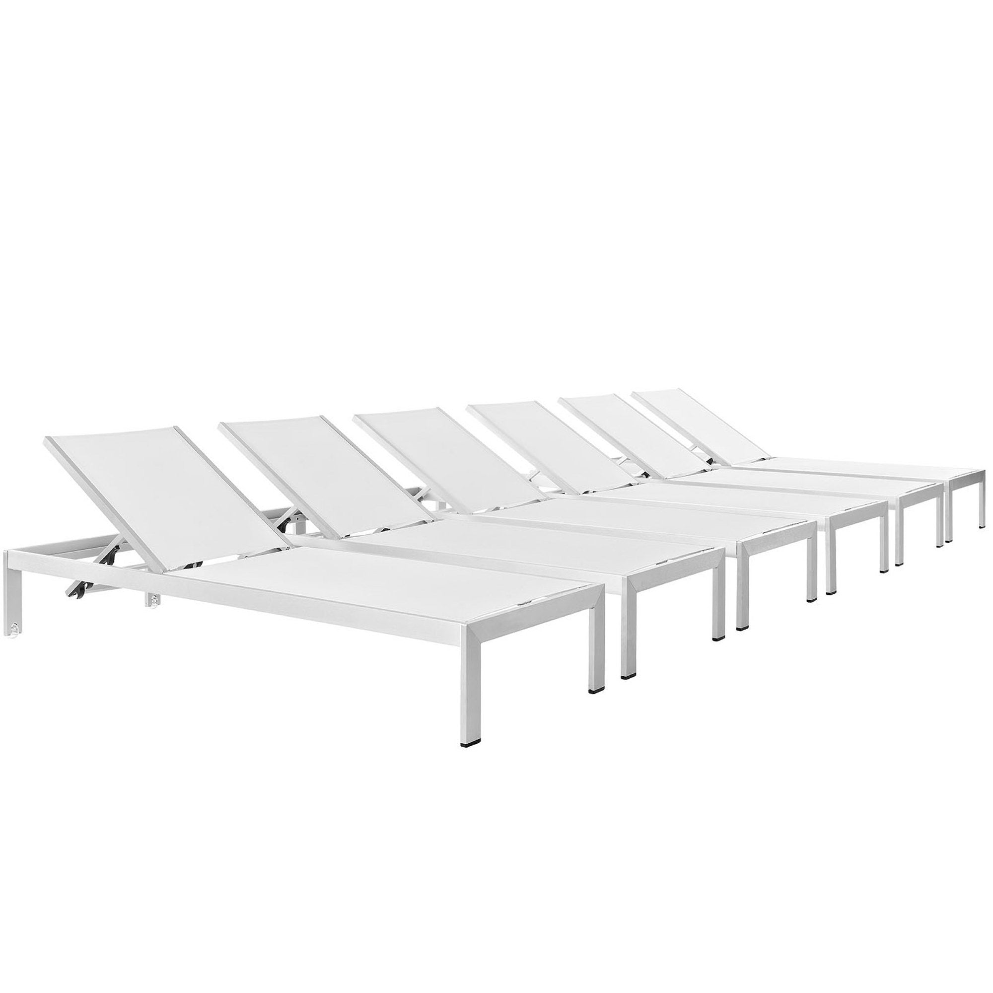 Shore Outdoor Patio Aluminum Chaise Set of 6 by Modway - Best Buy Furniture