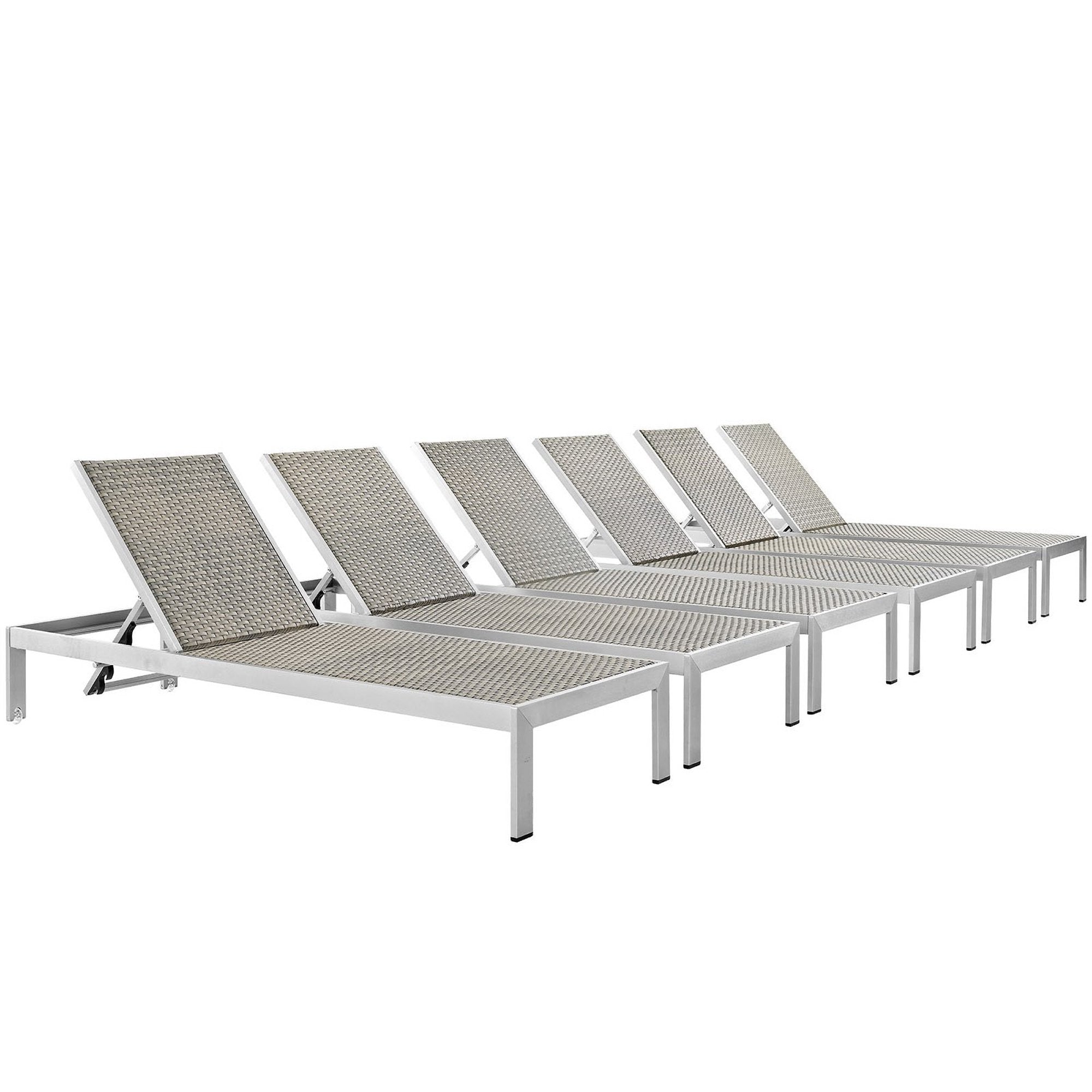Shore Outdoor Patio Aluminum Chaise Set of 6 by Modway - Best Buy Furniture