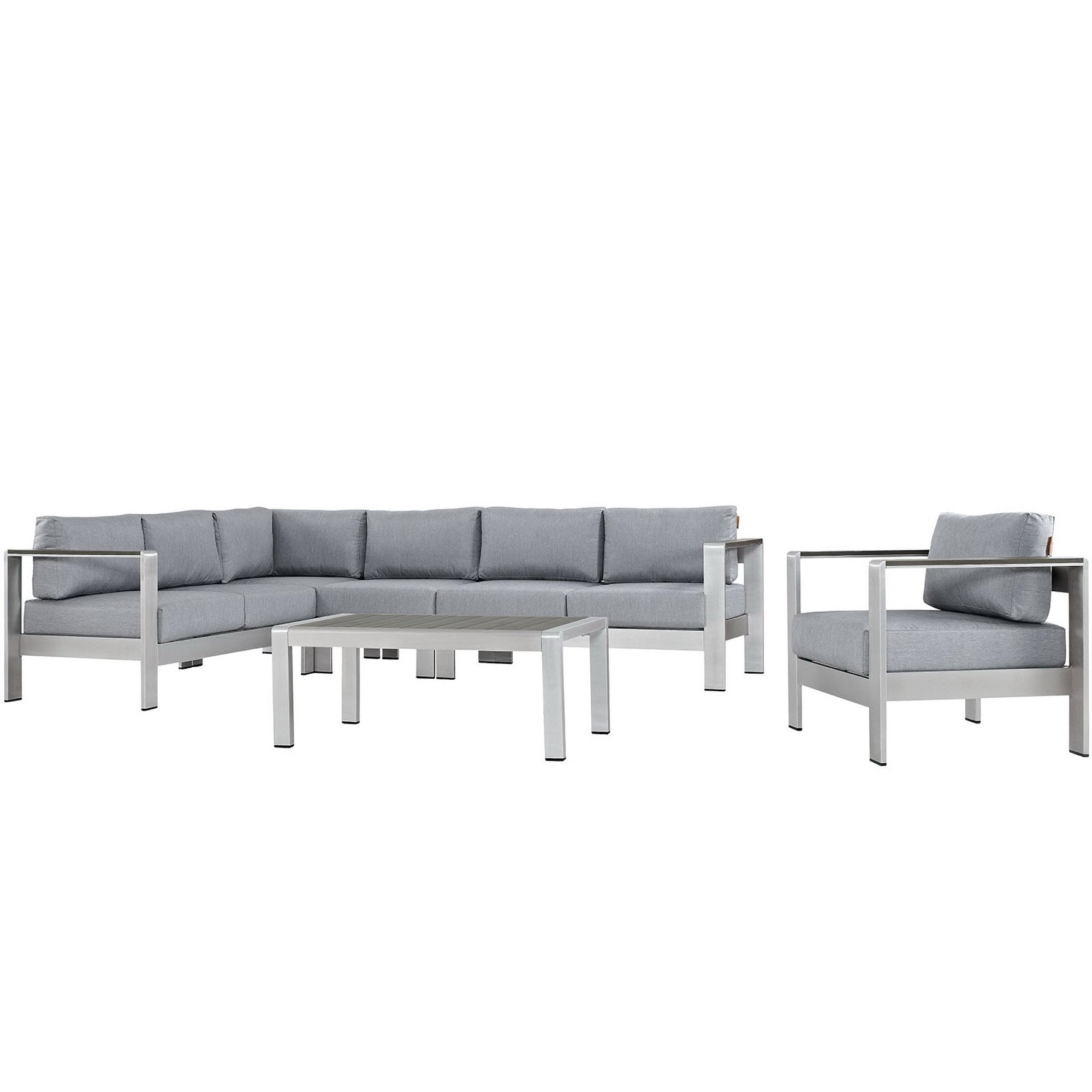 Shore 6 Piece Outdoor Patio Aluminum Sectional Sofa Set by Modway - Best Buy Furniture