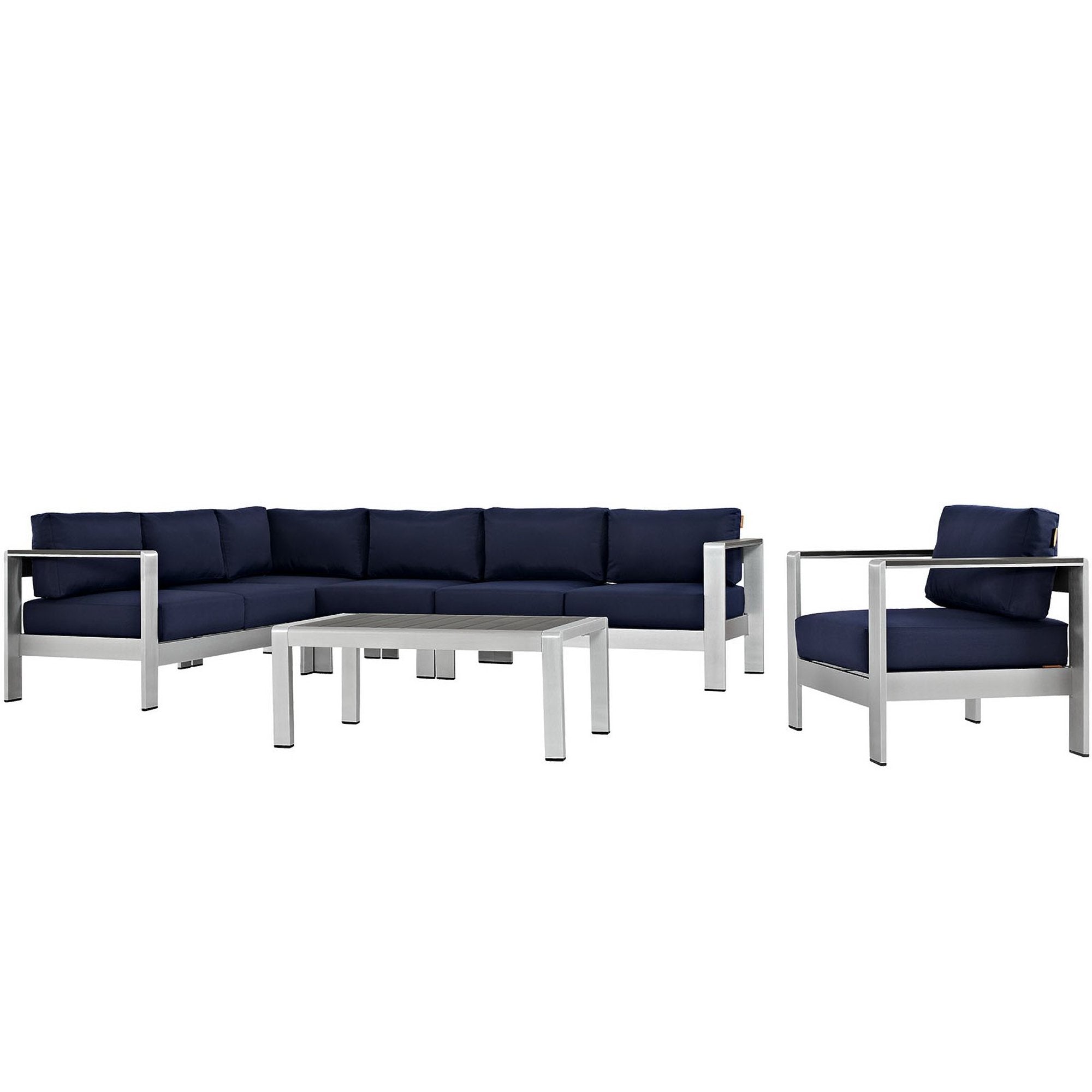 Shore 6 Piece Outdoor Patio Aluminum Sectional Sofa Set by Modway - Best Buy Furniture