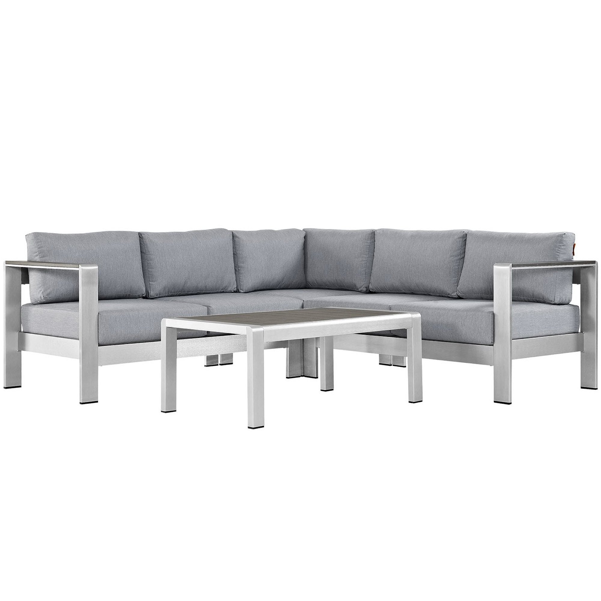Shore 4 Piece Outdoor Patio Aluminum Sectional Sofa Set by Modway - Best Buy Furniture