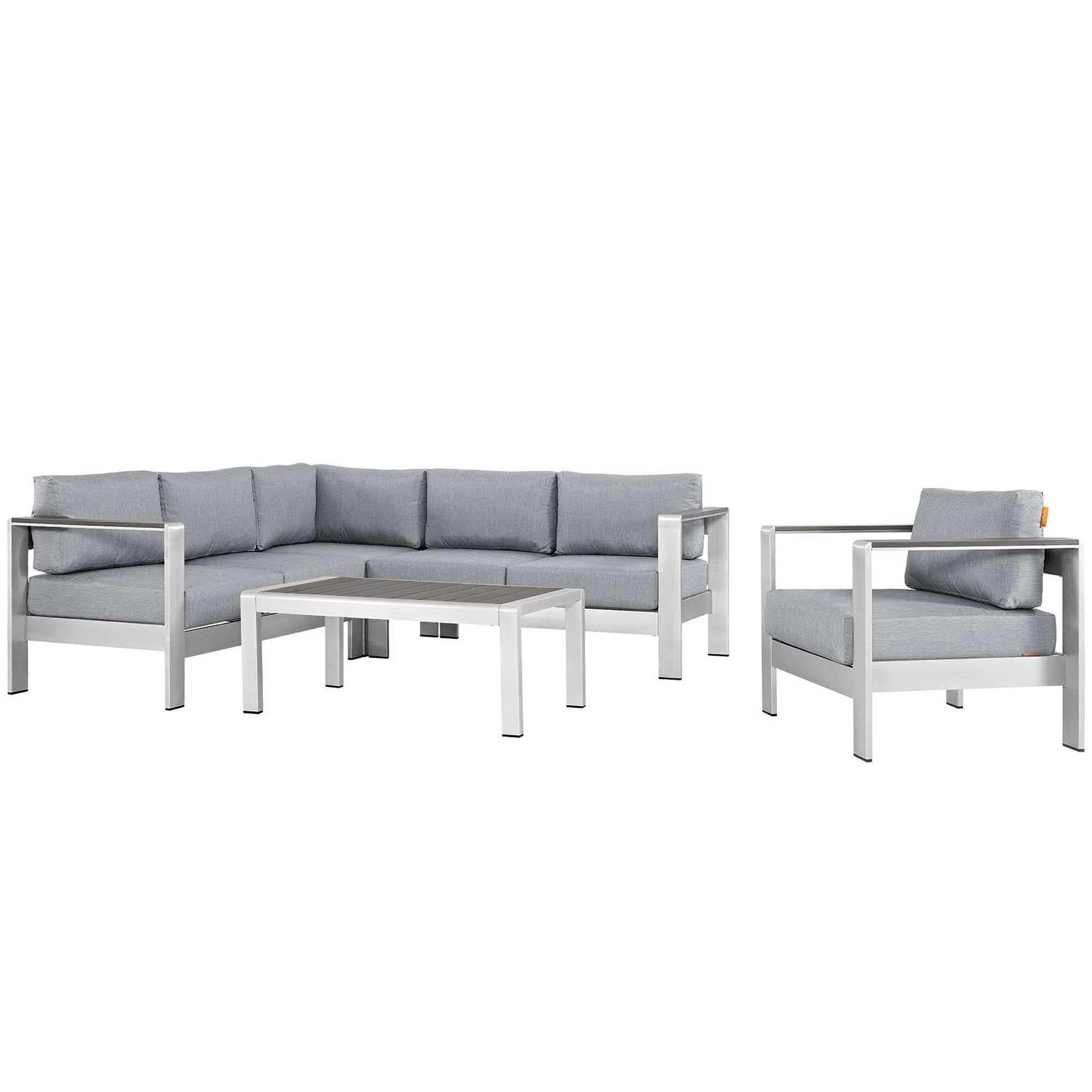 Shore 5 Piece Outdoor Patio Aluminum Sectional Sofa Set by Modway - Best Buy Furniture