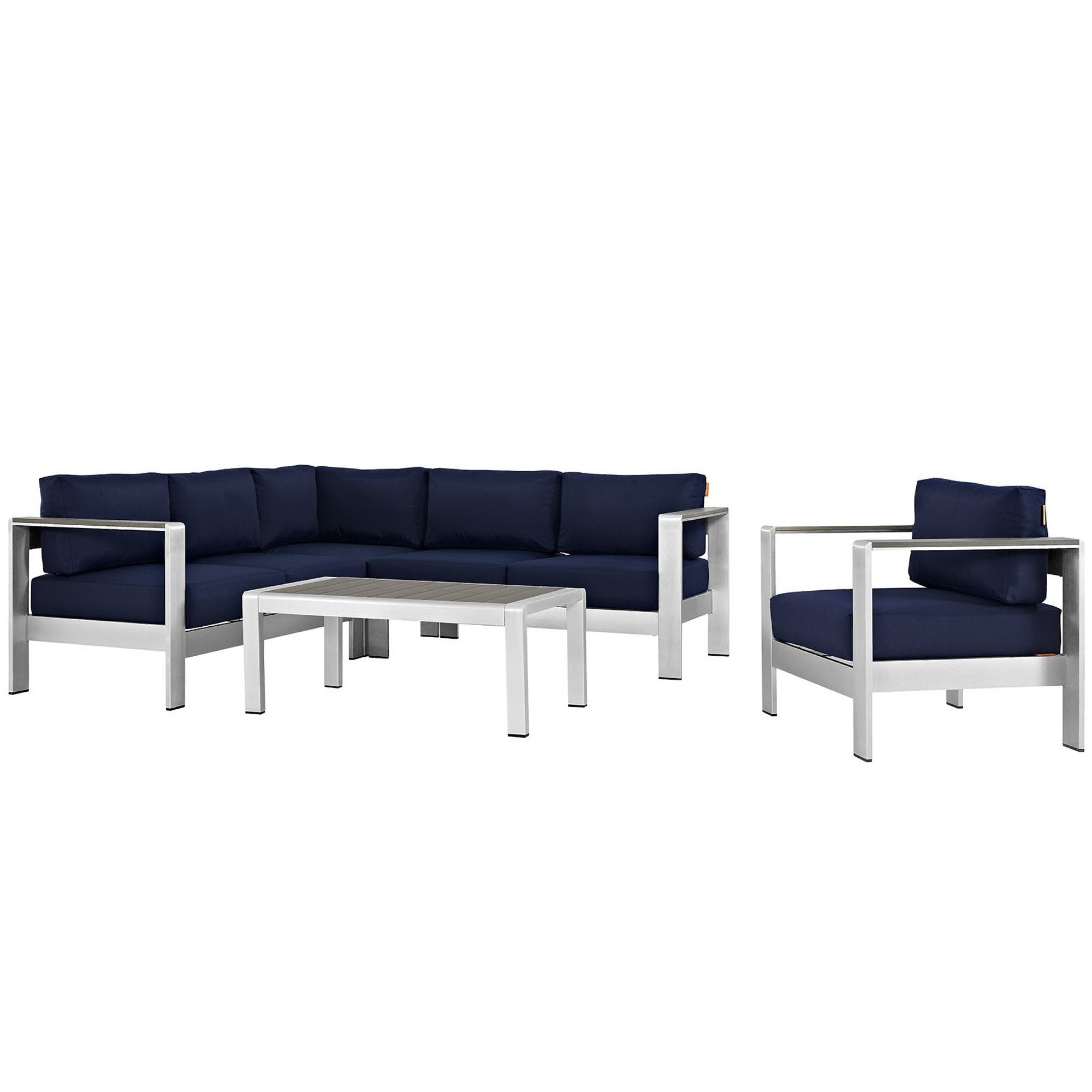 Shore 5 Piece Outdoor Patio Aluminum Sectional Sofa Set by Modway - Best Buy Furniture