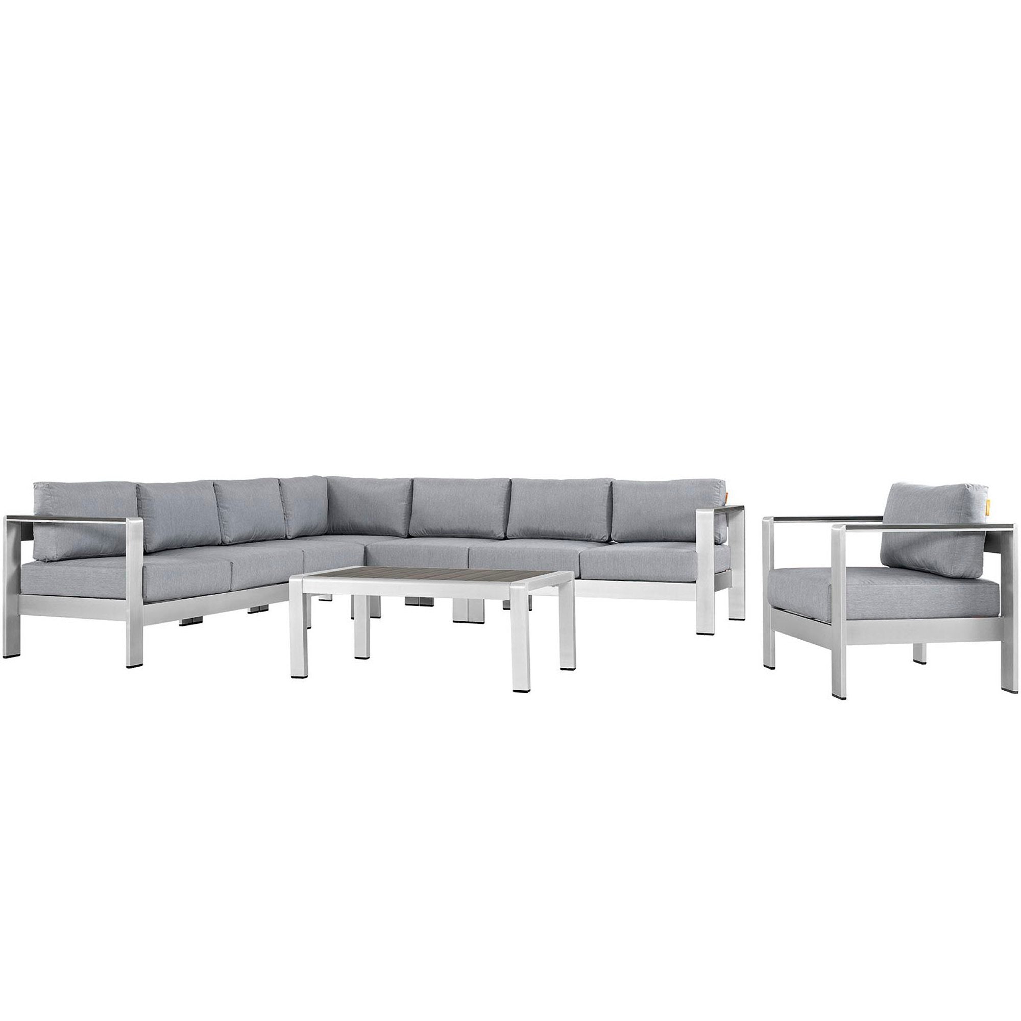 Shore 7 Piece Outdoor Patio Aluminum Sectional Sofa Set by Modway - Best Buy Furniture