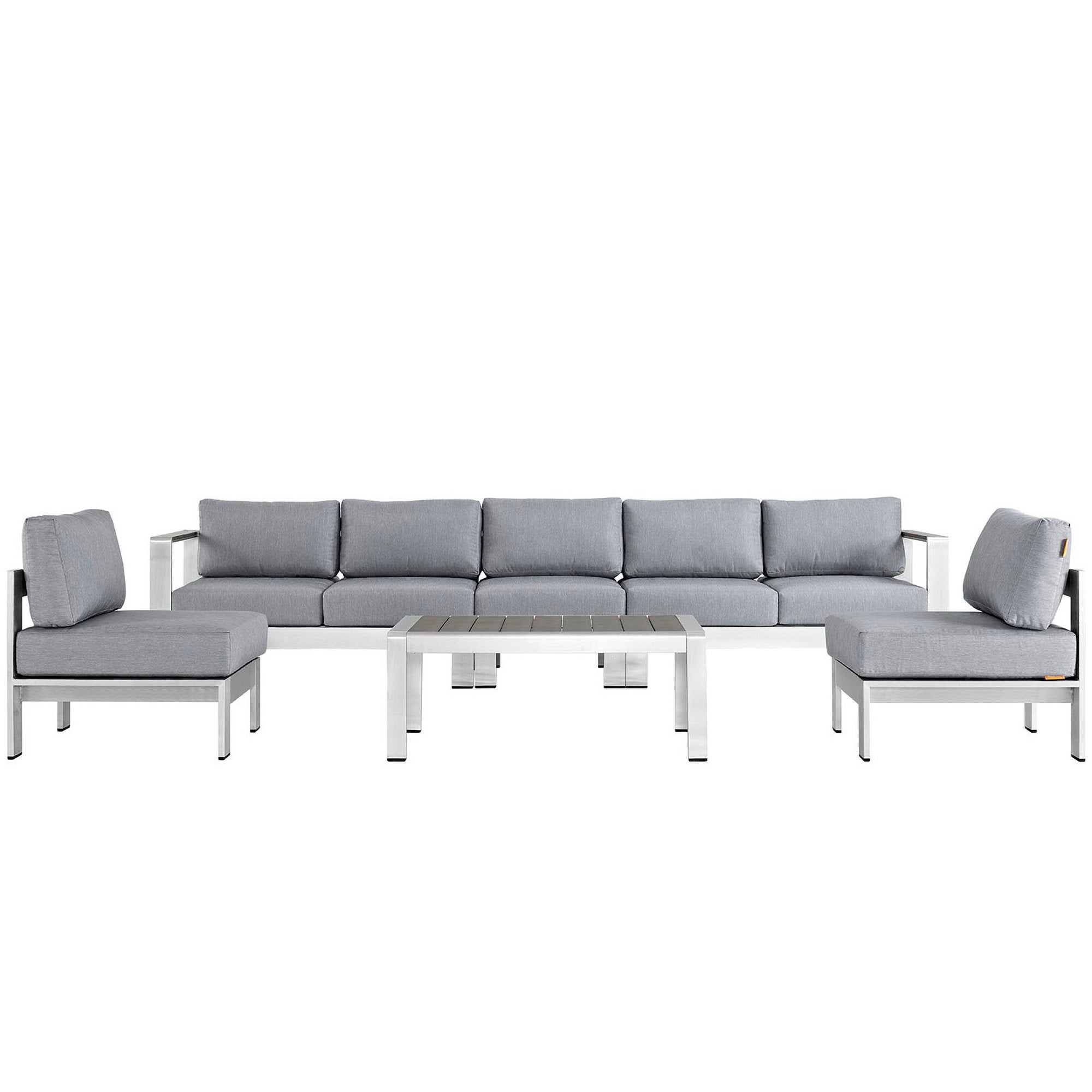 Shore 6 Piece Outdoor Patio Aluminum Sectional Sofa Set by Modway - Best Buy Furniture