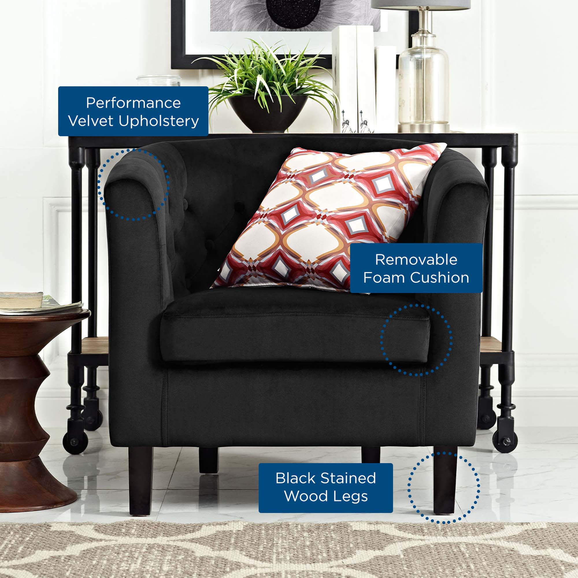 Prospect Performance Velvet Armchair - Best Buy Furniture
