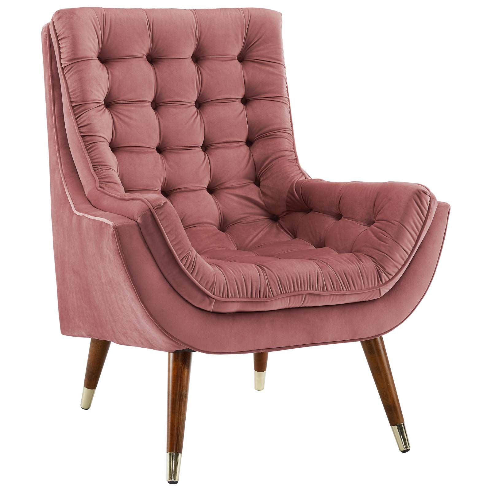 Suggest Button Tufted Performance Velvet Lounge Chair - Best Buy Furniture