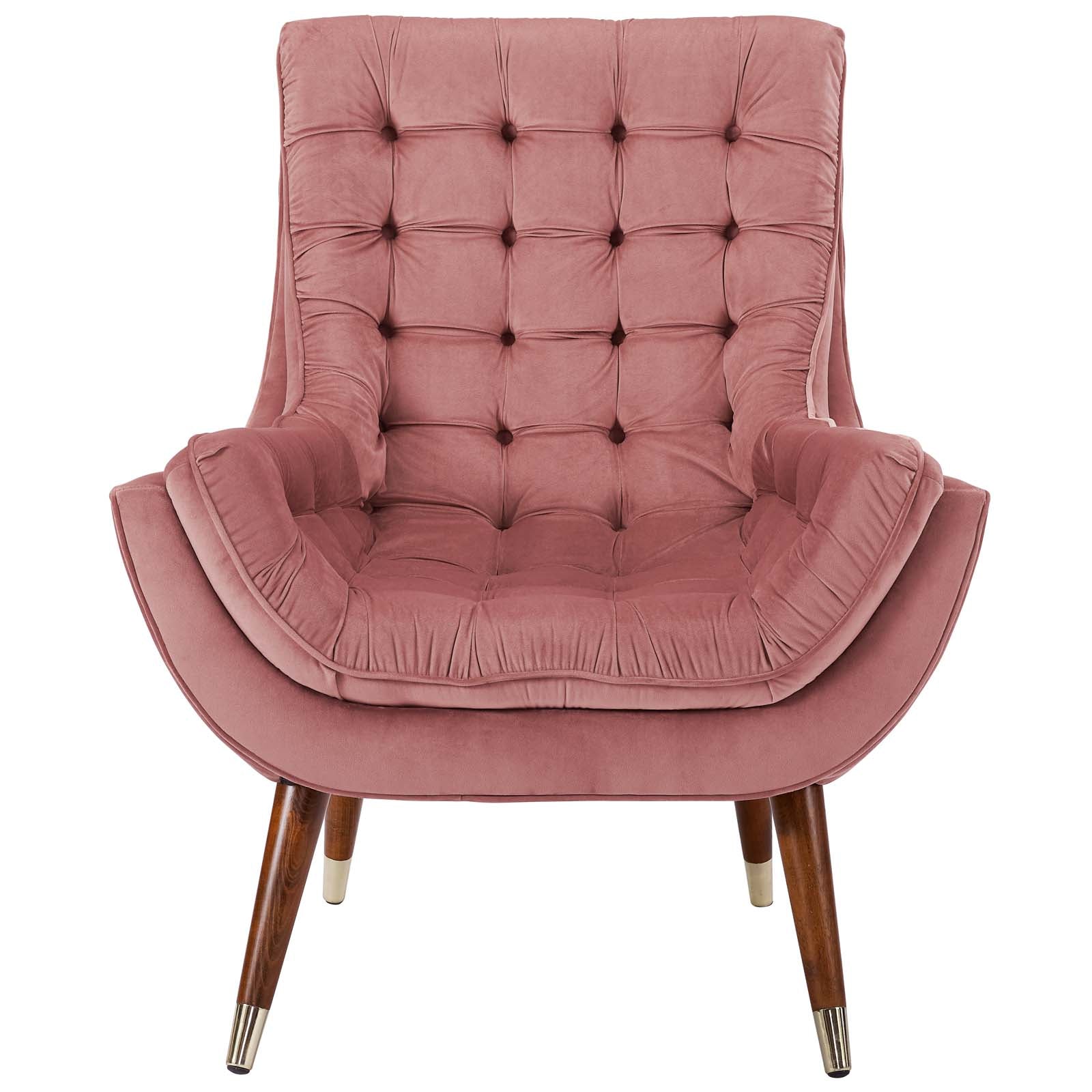 Suggest Button Tufted Performance Velvet Lounge Chair - Best Buy Furniture