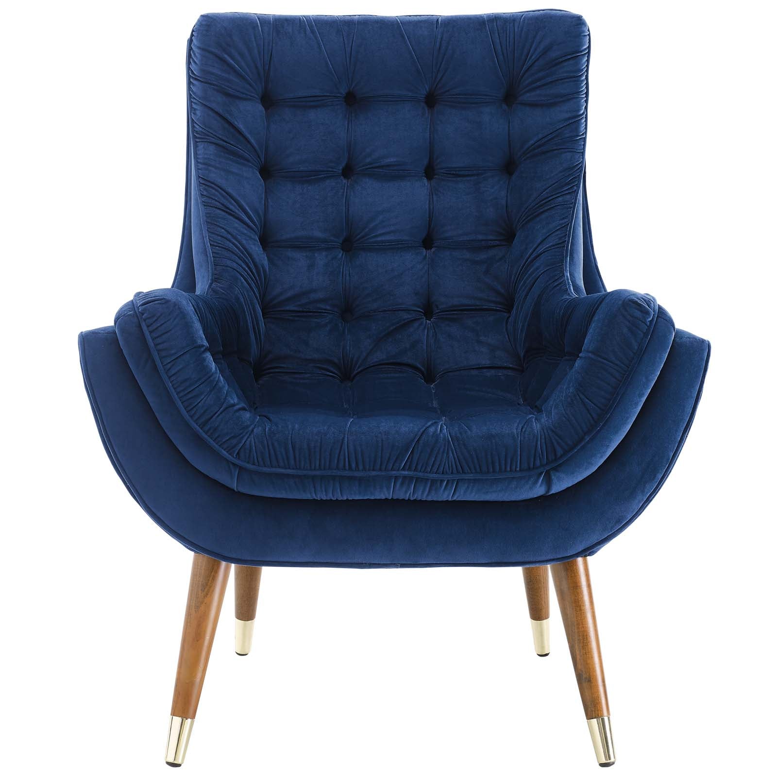 Suggest Button Tufted Performance Velvet Lounge Chair - Best Buy Furniture