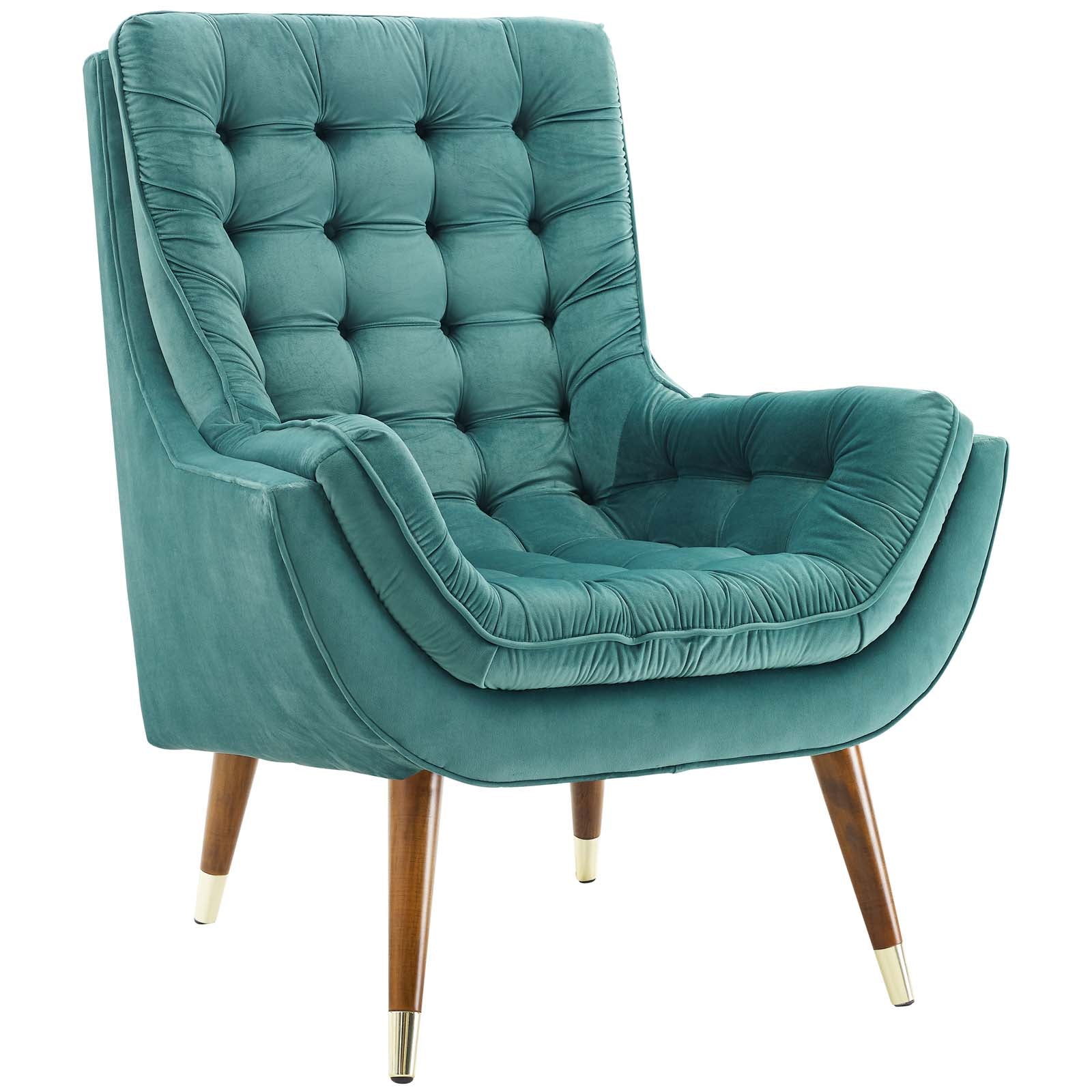 Suggest Button Tufted Performance Velvet Lounge Chair - Best Buy Furniture