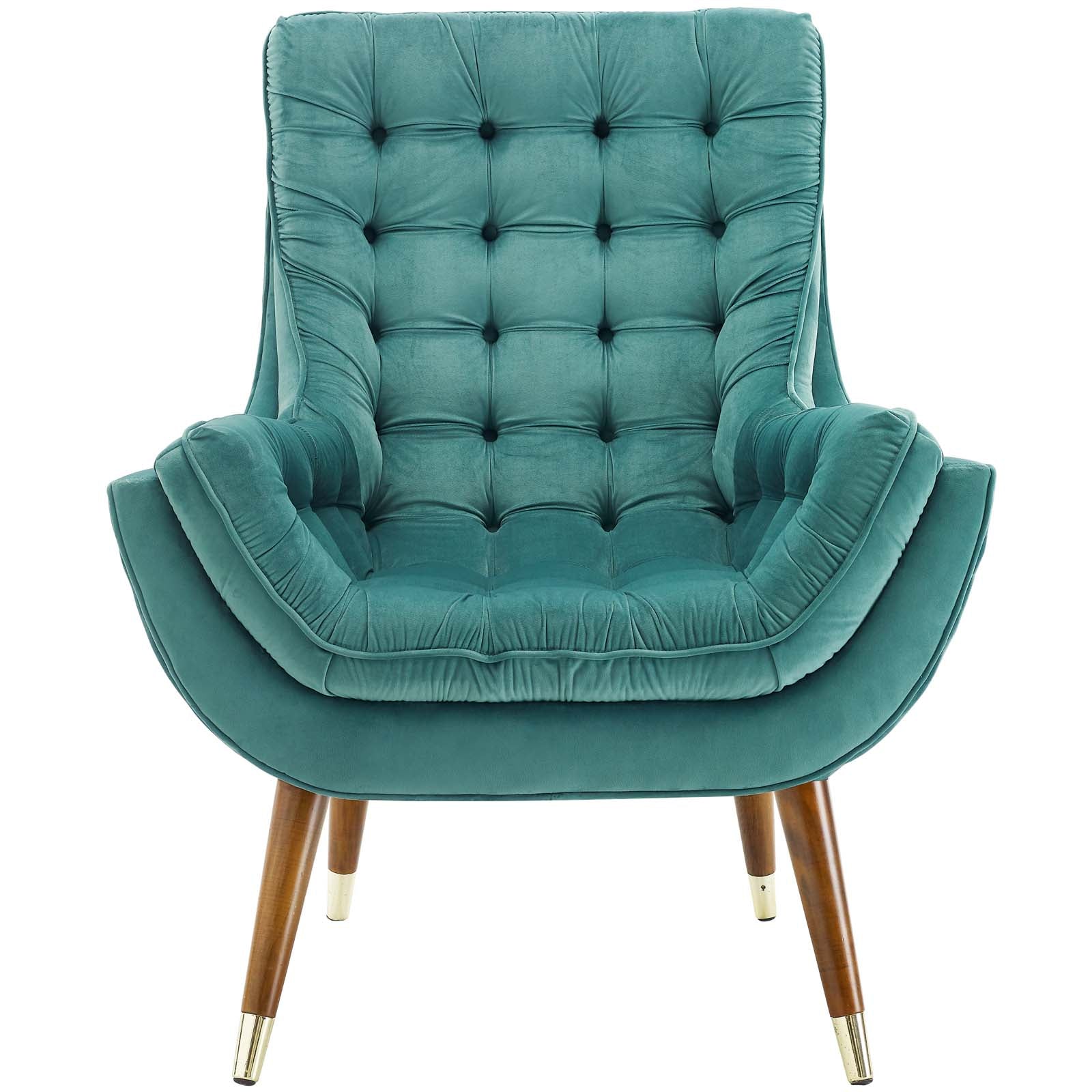 Suggest Button Tufted Performance Velvet Lounge Chair - Best Buy Furniture
