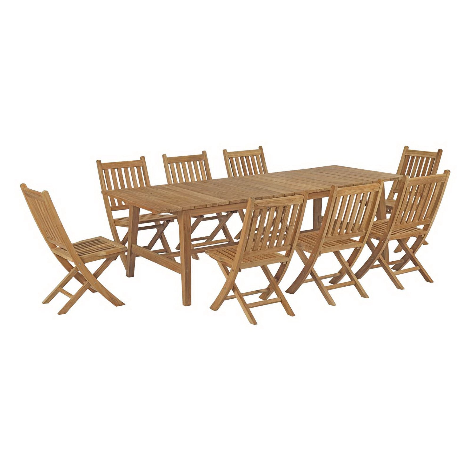 Marina 9 Piece Outdoor Patio Teak Dining Set by Modway - Best Buy Furniture