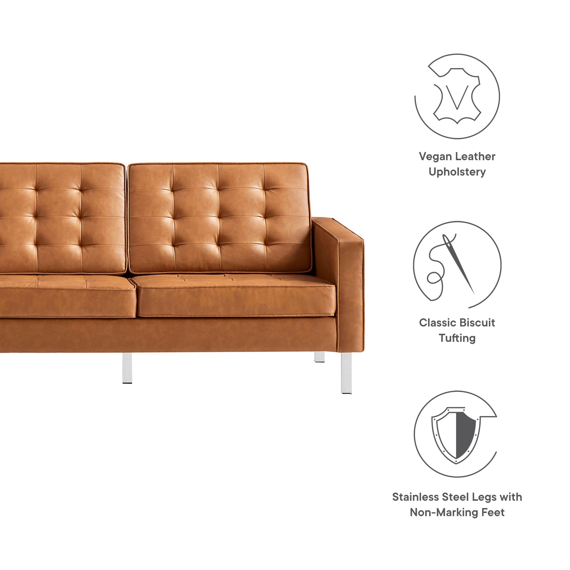 Loft Tufted Vegan Leather Sofa by Modway - Best Buy Furniture