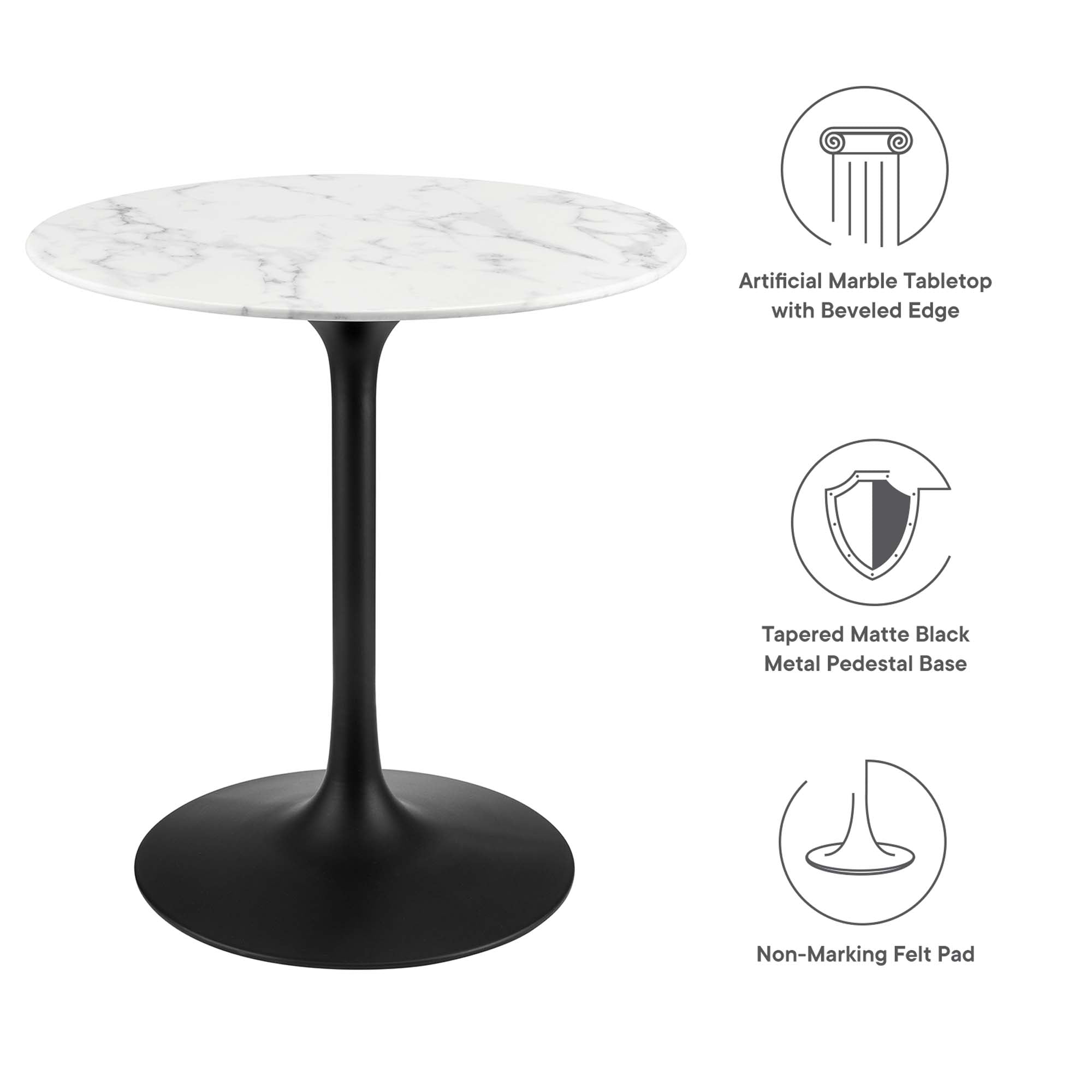 Lippa 28" Round Faux Marble Dining Table by Modway - Best Buy Furniture