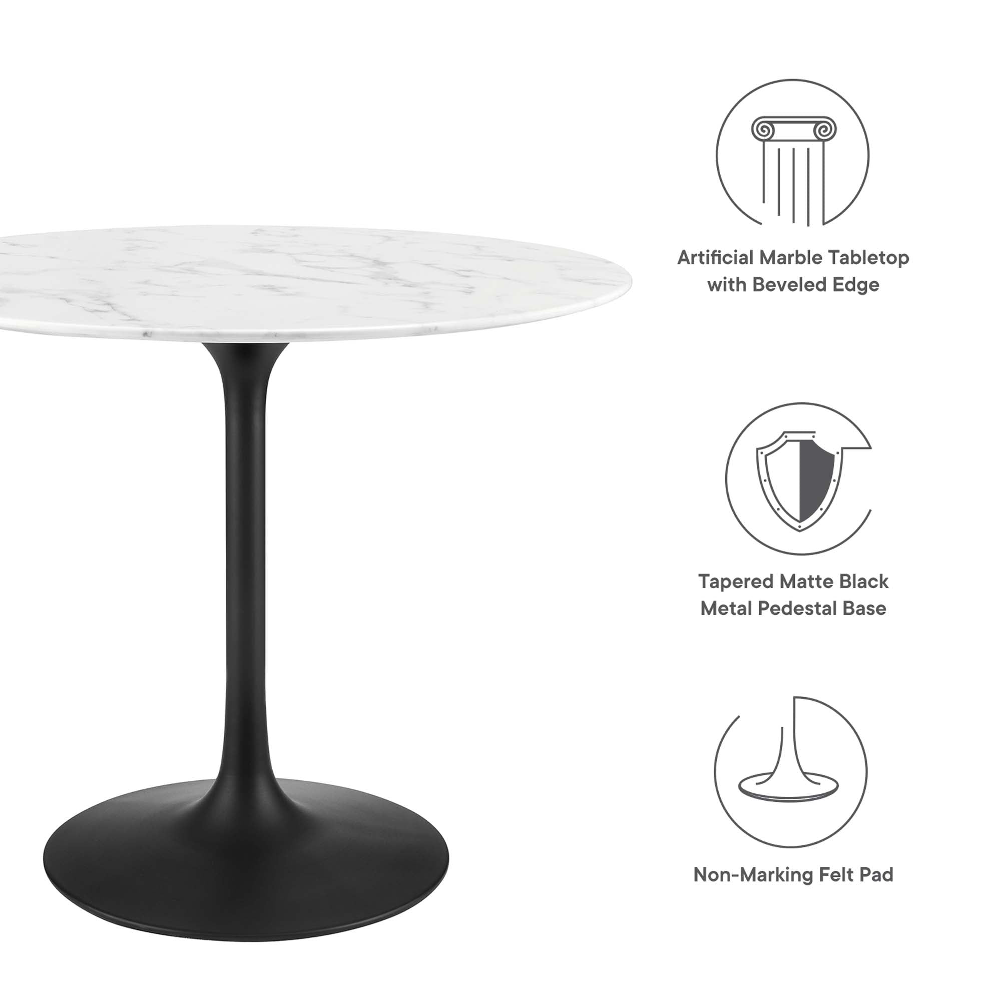 Lippa 36" Round Faux Marble Dining Table by Modway - Best Buy Furniture