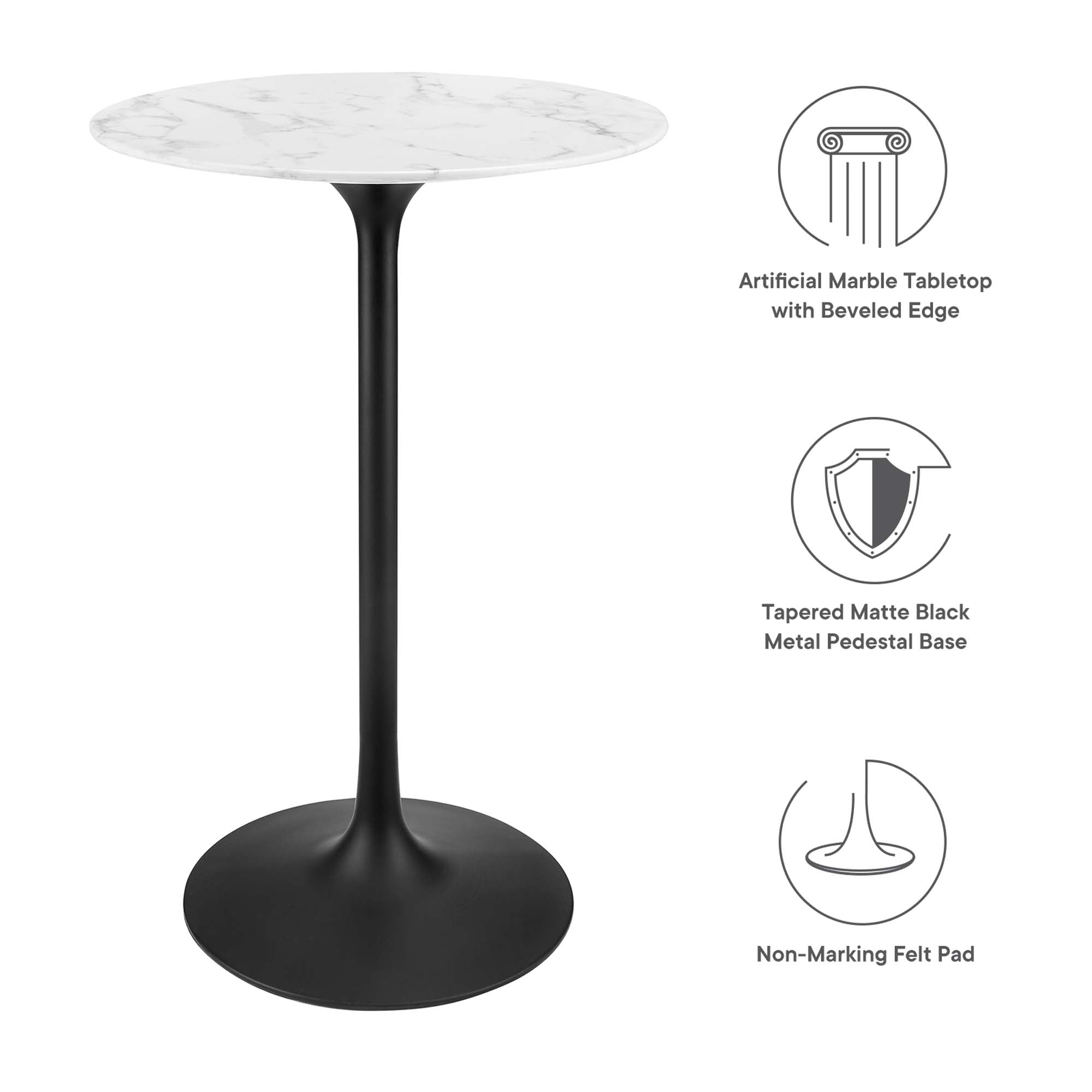 Lippa 28" Round Faux Marble Bar Table by Modway - Best Buy Furniture