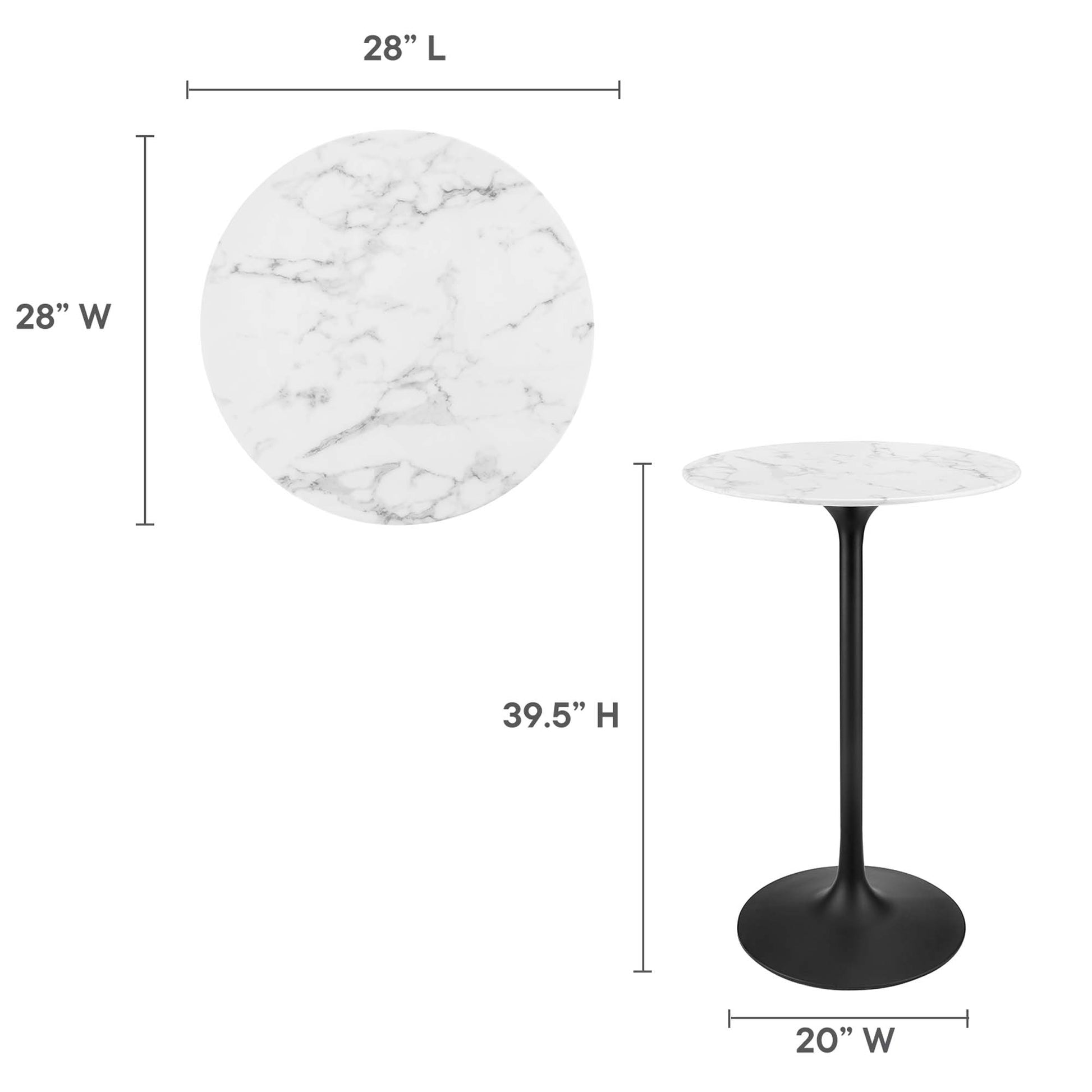 Lippa 28" Round Faux Marble Bar Table by Modway - Best Buy Furniture