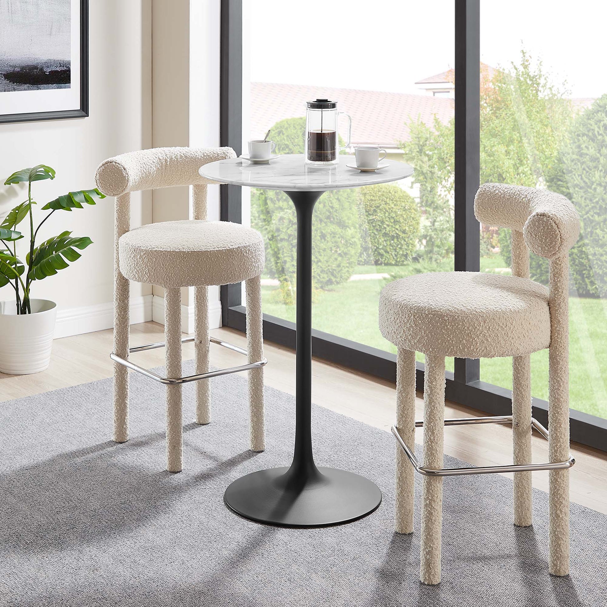 Lippa 28" Round Faux Marble Bar Table by Modway - Best Buy Furniture