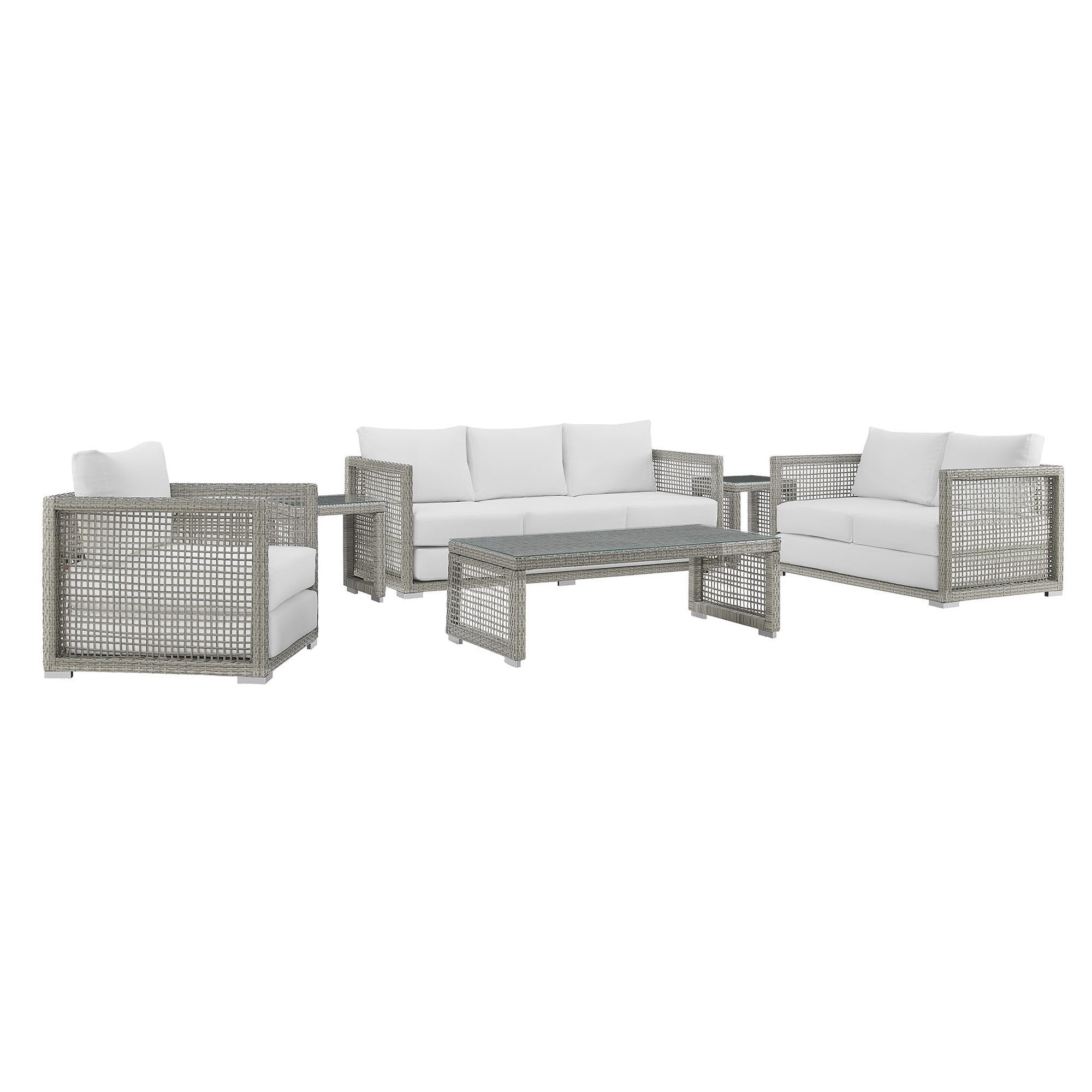 Aura 6 Piece Outdoor Patio Wicker Rattan Set by Modway - Best Buy Furniture
