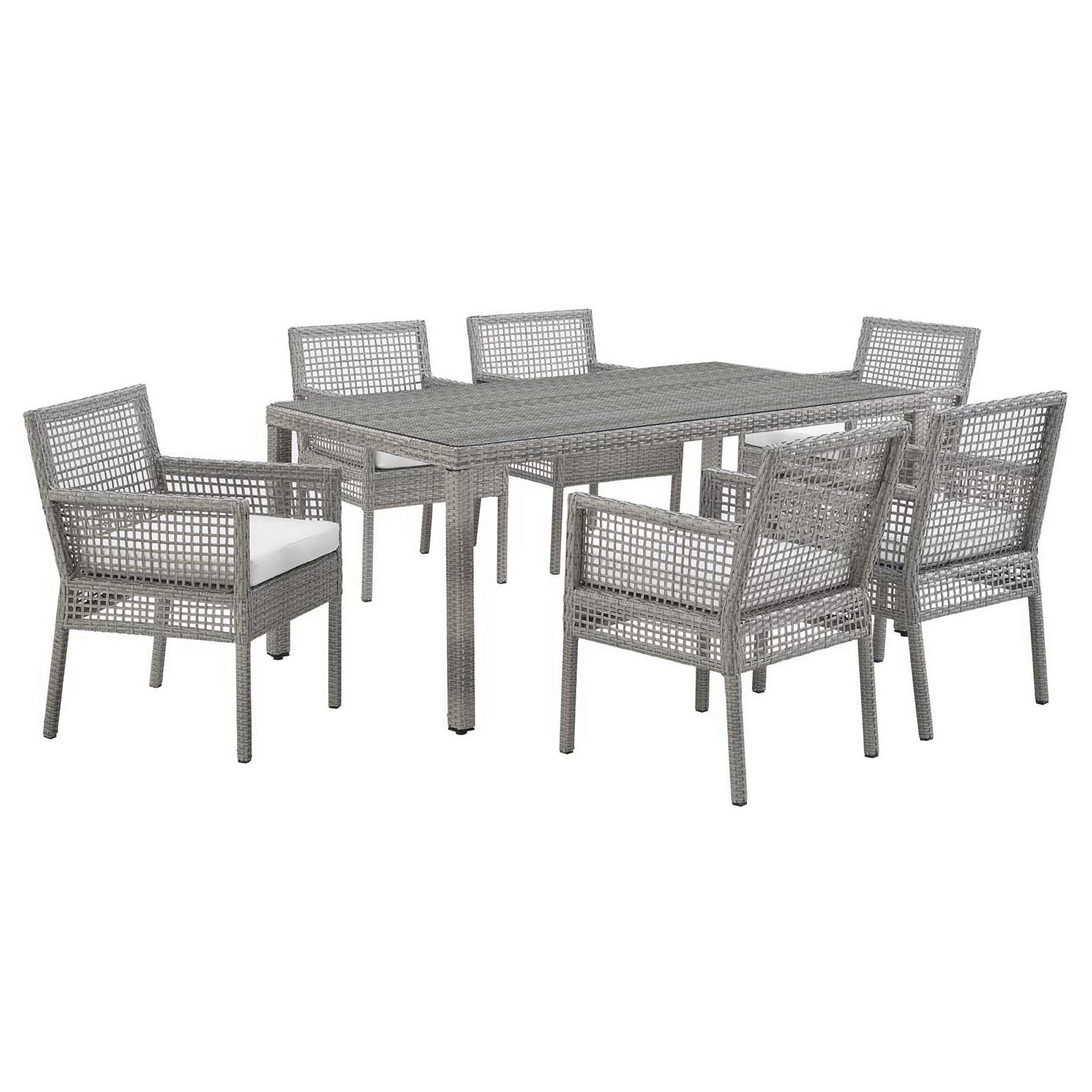 Aura 7 Piece Outdoor Patio Wicker Rattan Set by Modway - Best Buy Furniture
