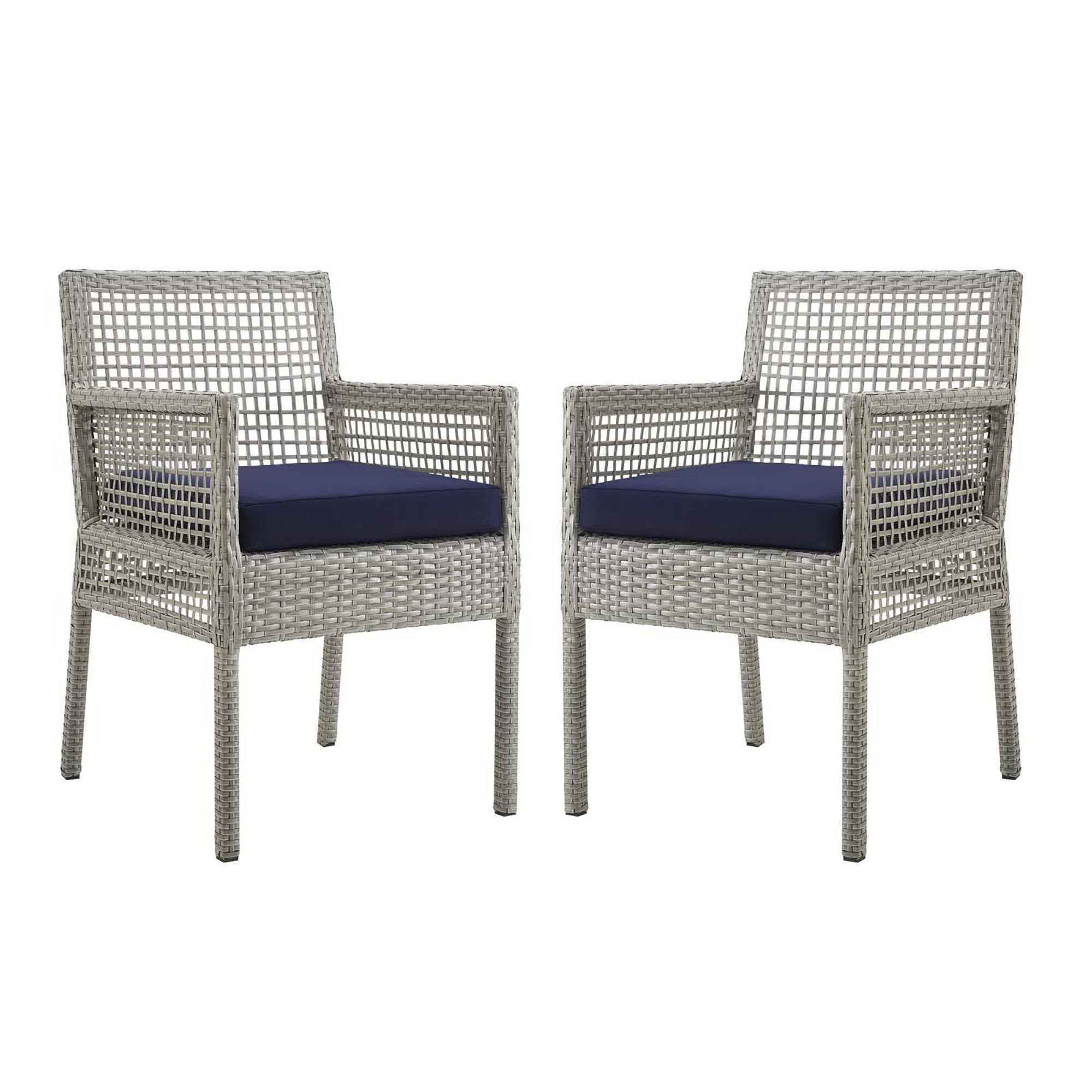 Aura Outdoor Patio Wicker Rattan Dining Armchair Set of 2 by Modway - Best Buy Furniture