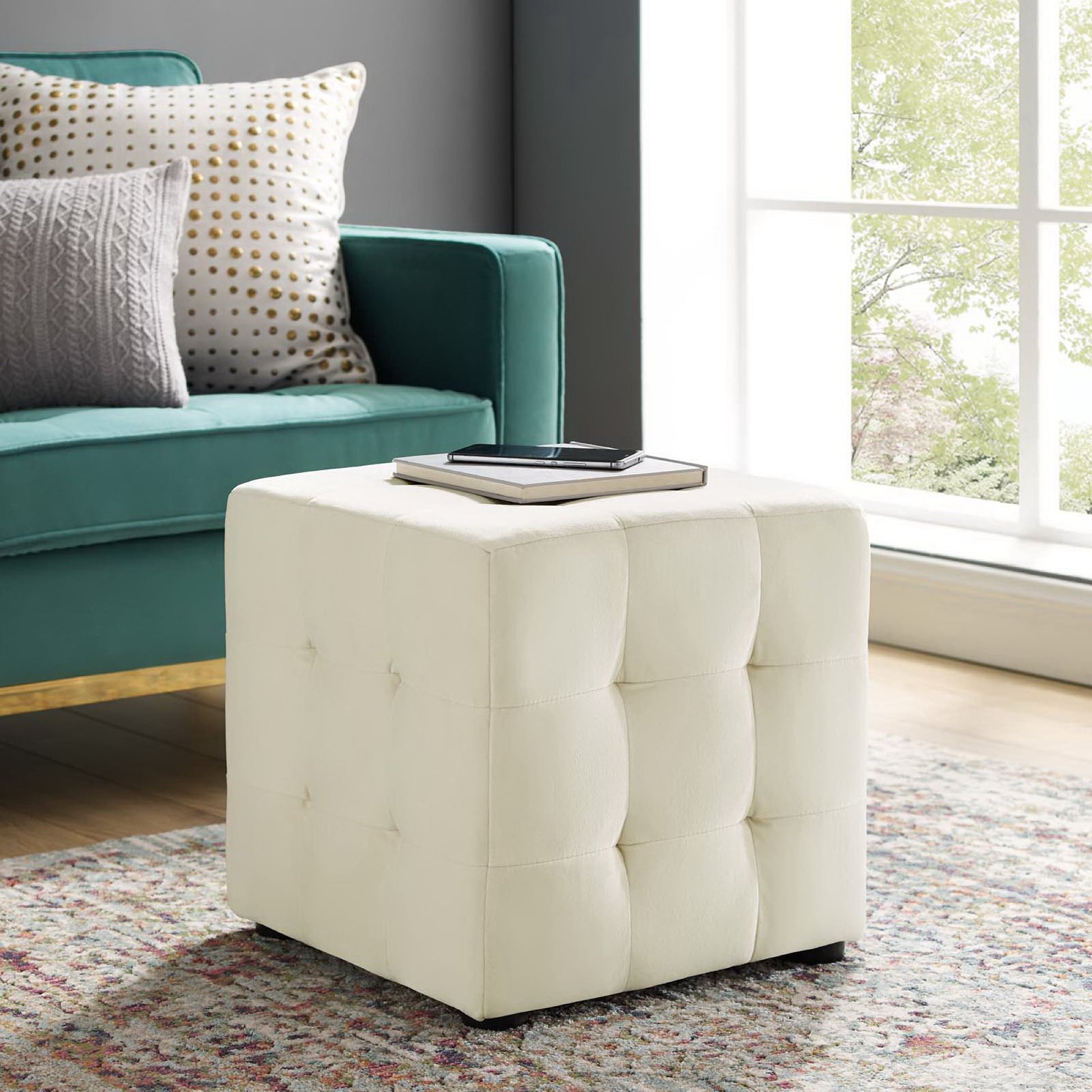 Contour Tufted Cube Performance Velvet Ottoman by Modway - Best Buy Furniture