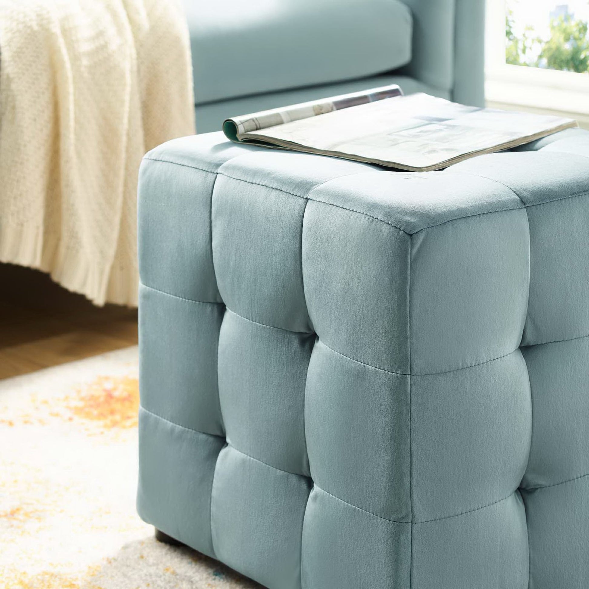 Contour Tufted Cube Performance Velvet Ottoman by Modway - Best Buy Furniture