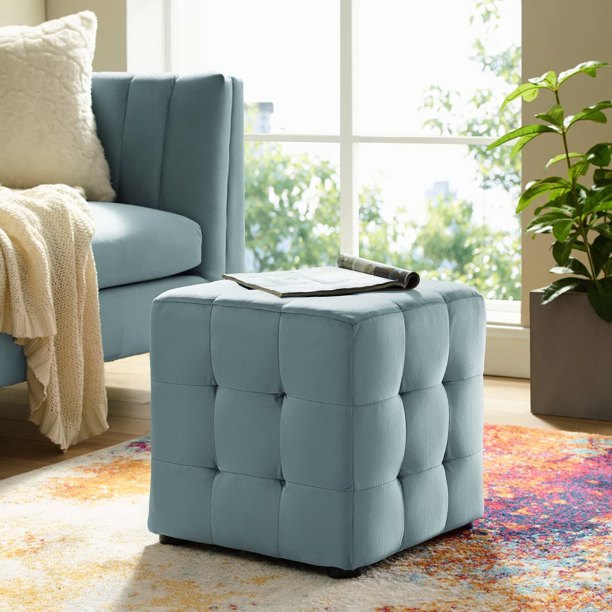 Contour Tufted Cube Performance Velvet Ottoman by Modway - Best Buy Furniture