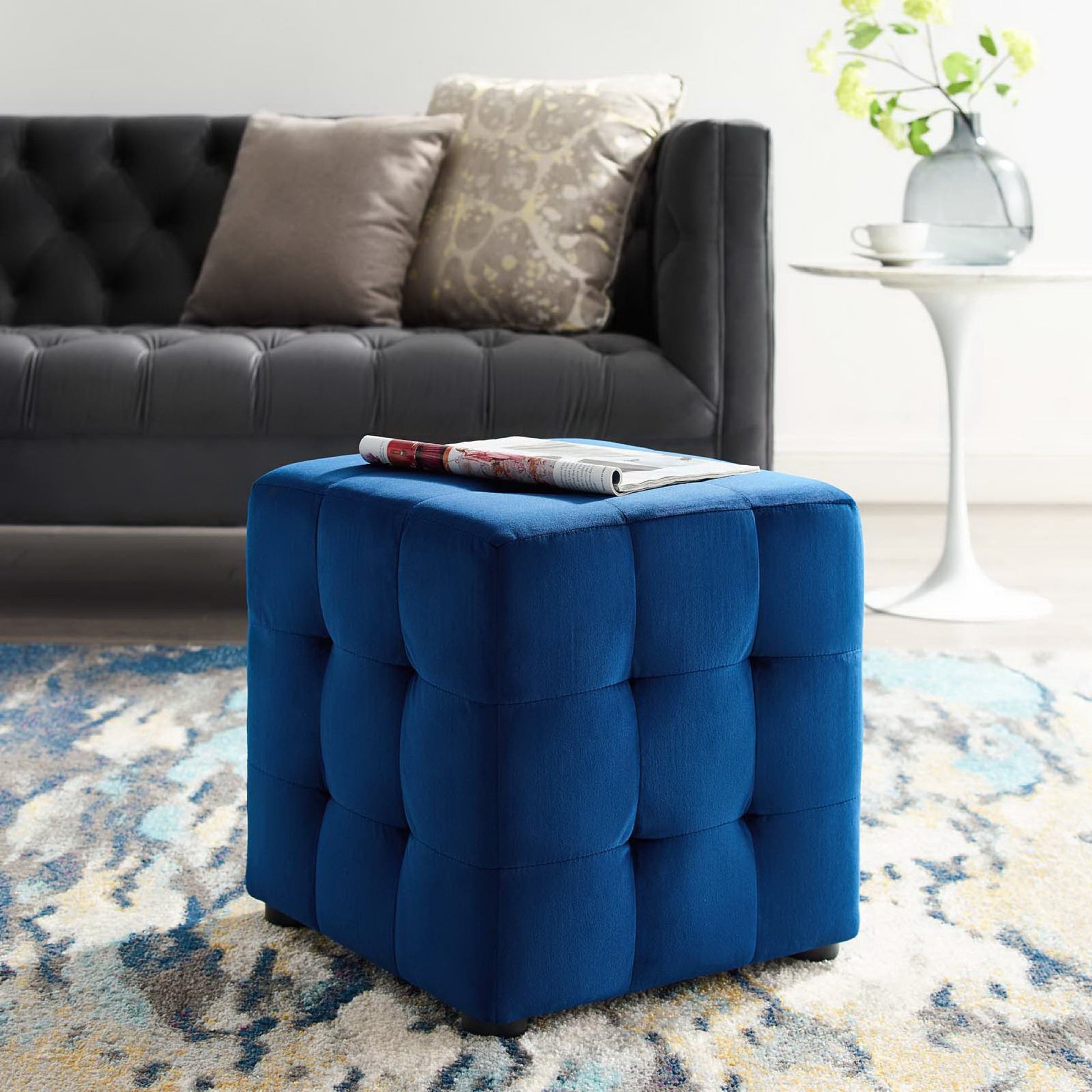 Contour Tufted Cube Performance Velvet Ottoman by Modway - Best Buy Furniture