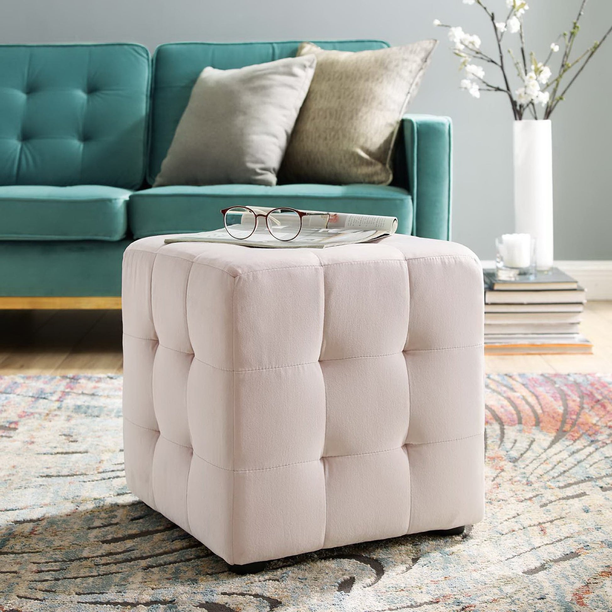 Contour Tufted Cube Performance Velvet Ottoman by Modway - Best Buy Furniture