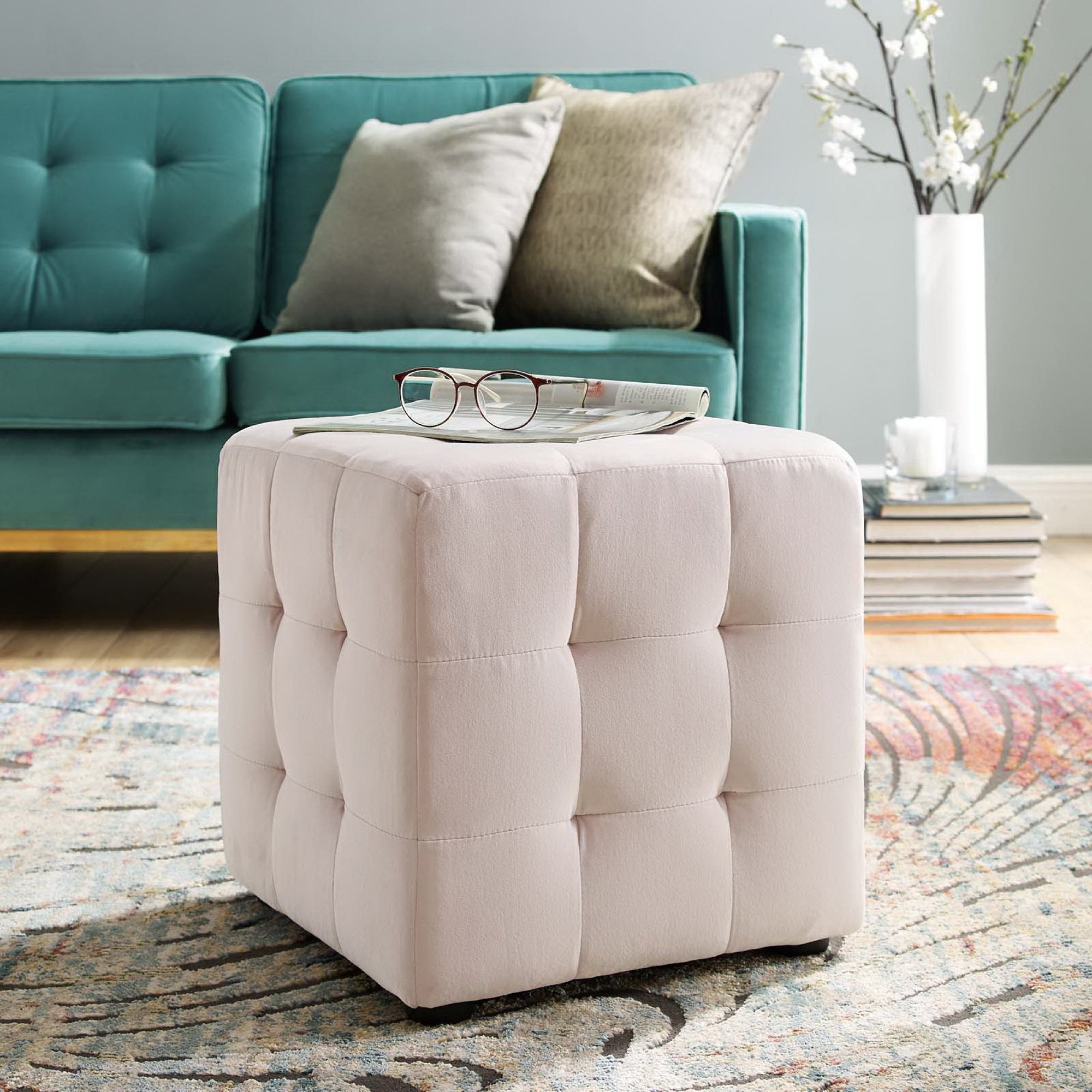 Contour Tufted Cube Performance Velvet Ottoman by Modway - Best Buy Furniture