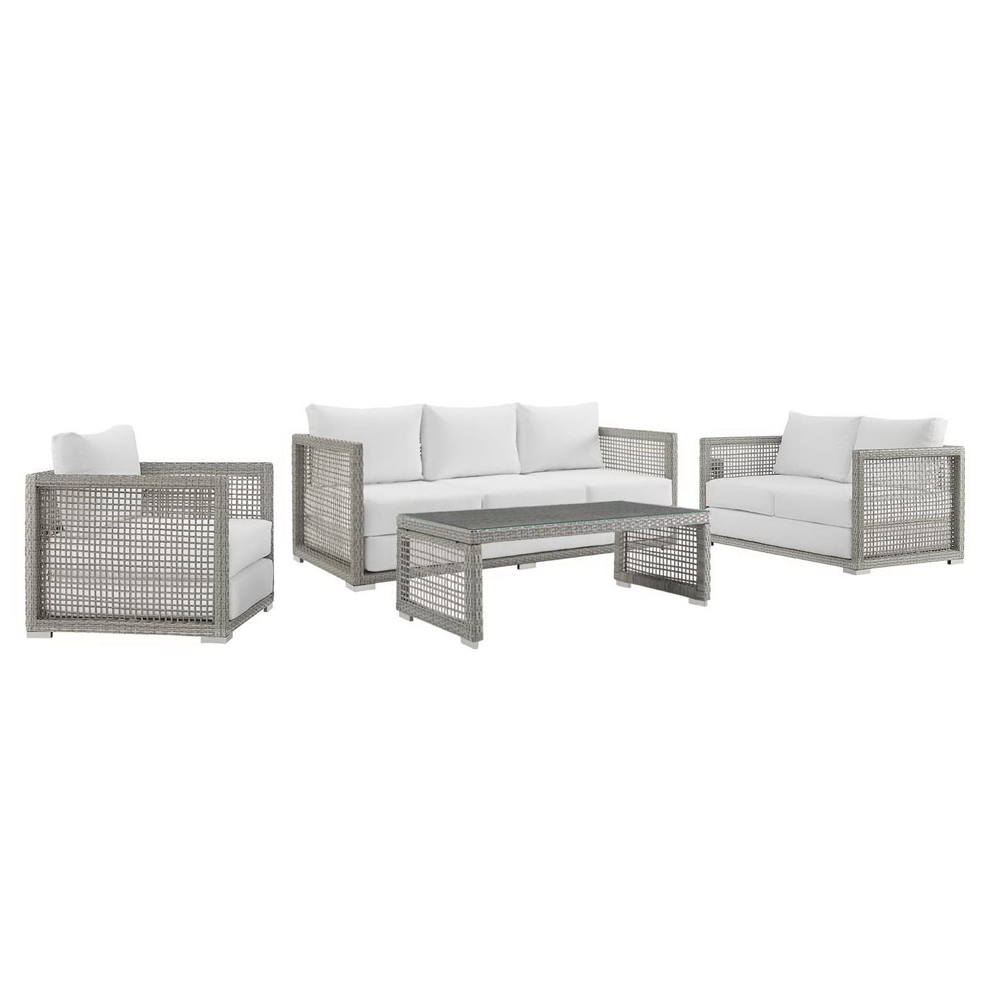 Aura 4 Piece Outdoor Patio Wicker Rattan Set by Modway - Best Buy Furniture
