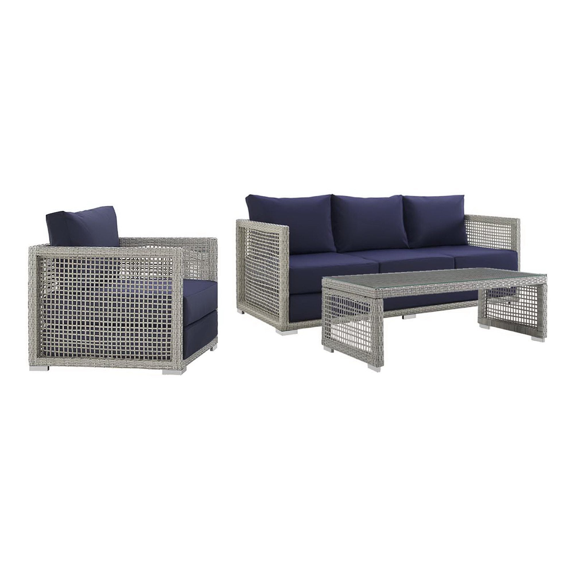 Aura 3 Piece Outdoor Patio Wicker Rattan Set by Modway - Best Buy Furniture
