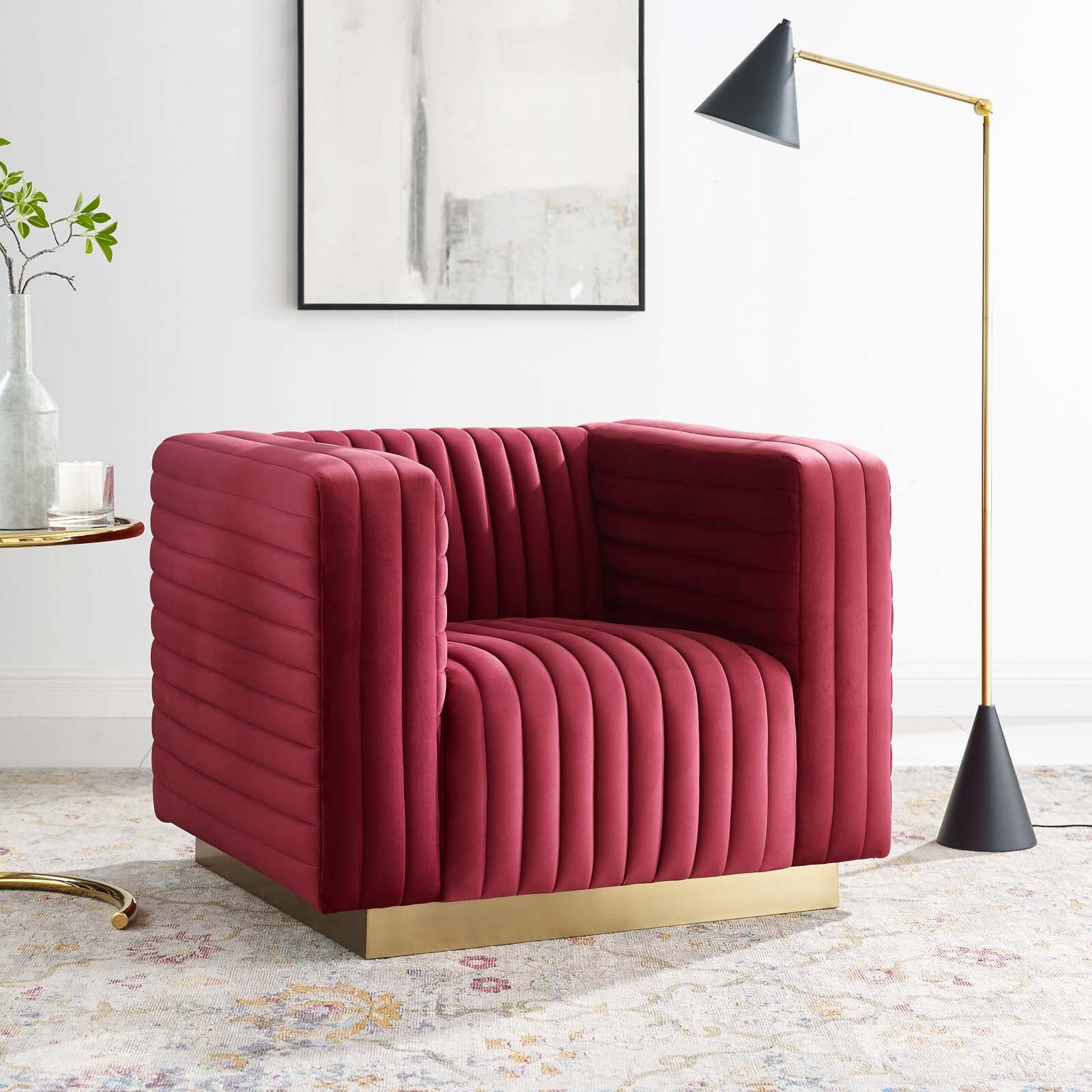 Charisma Channel Tufted Performance Velvet Accent Armchair - Best Buy Furniture