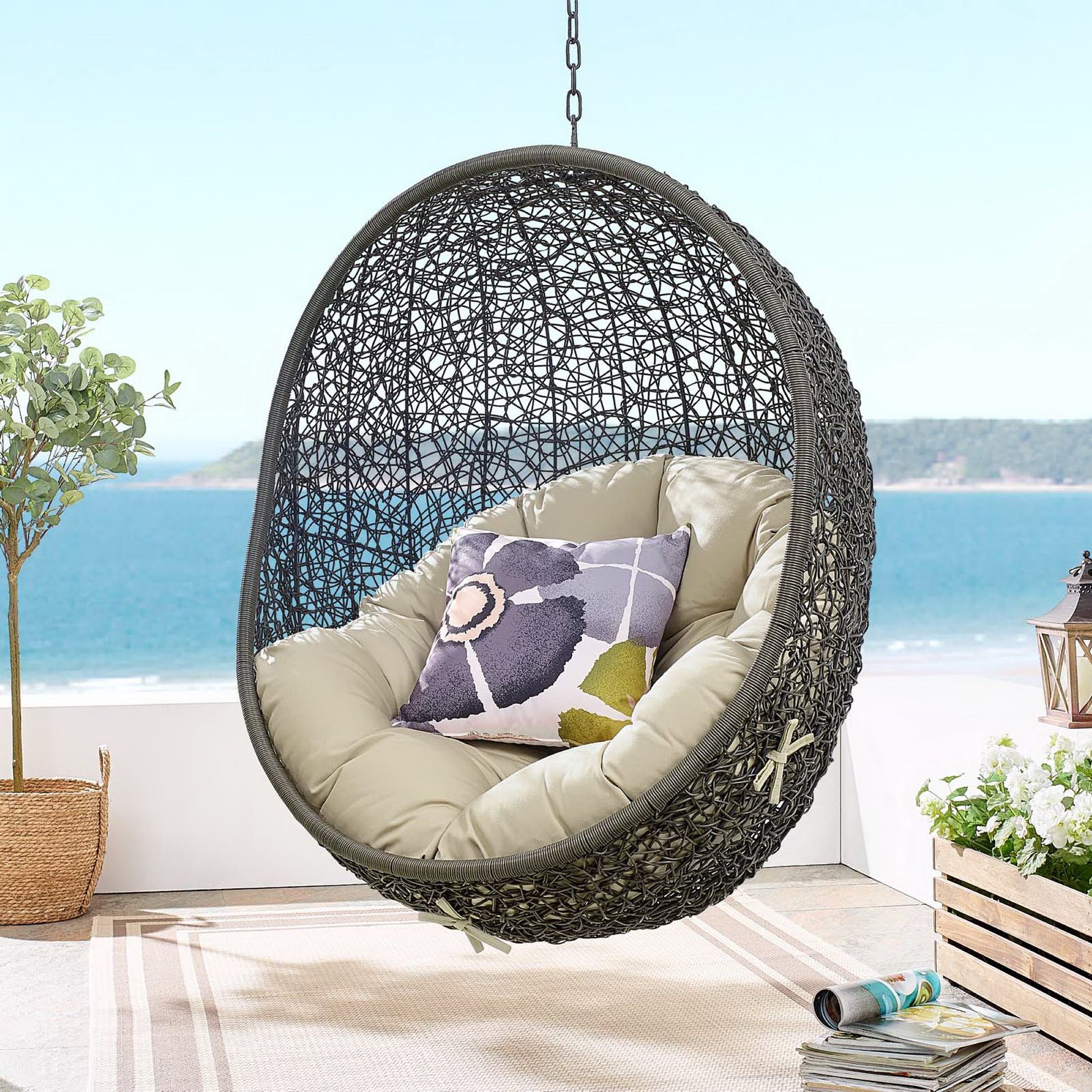 Hide Outdoor Patio Sunbrella� Swing Chair With Stand by Modway - Best Buy Furniture
