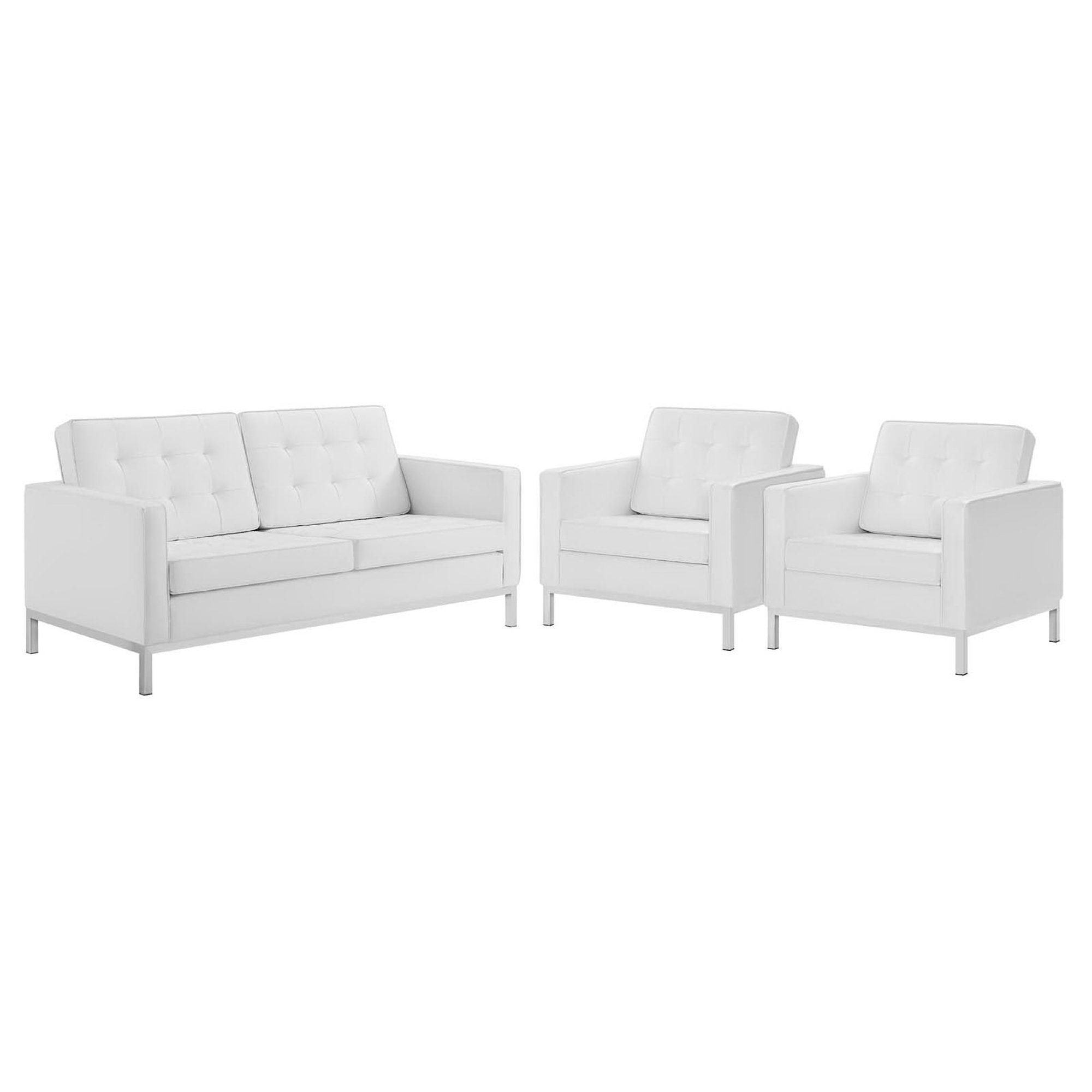 Loft 3 Piece Tufted Upholstered Faux Leather Set by Modway - Best Buy Furniture
