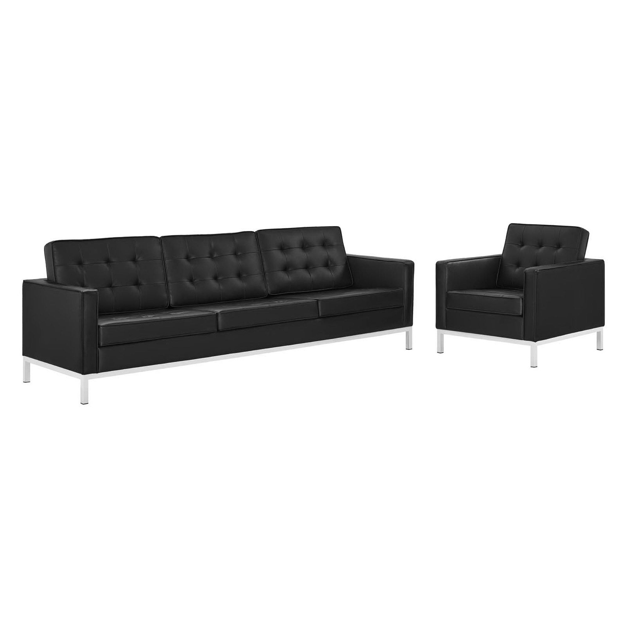 Loft Tufted Upholstered Faux Leather Sofa and Armchair Set by Modway - Best Buy Furniture