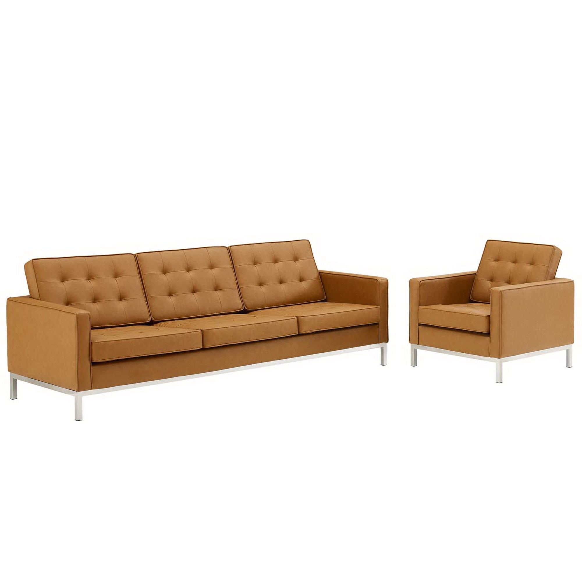 Loft Tufted Upholstered Faux Leather Sofa and Armchair Set by Modway - Best Buy Furniture