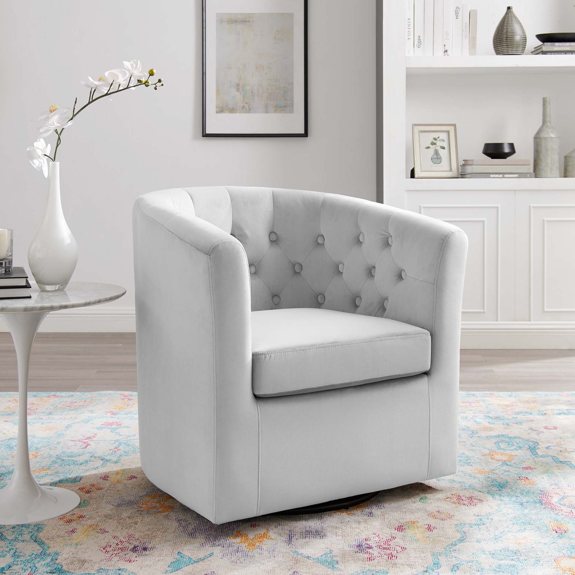Prospect Tufted Performance Velvet Swivel Armchair - Best Buy Furniture