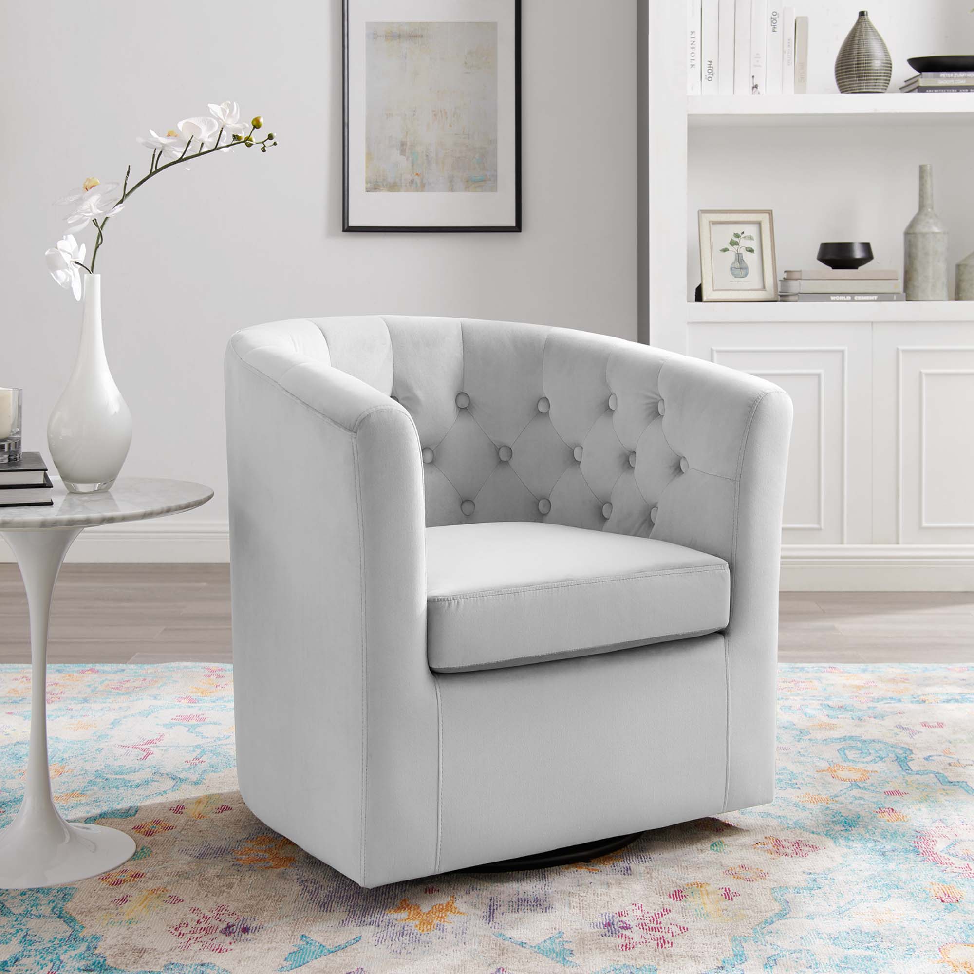 Prospect Tufted Performance Velvet Swivel Armchair - Best Buy Furniture