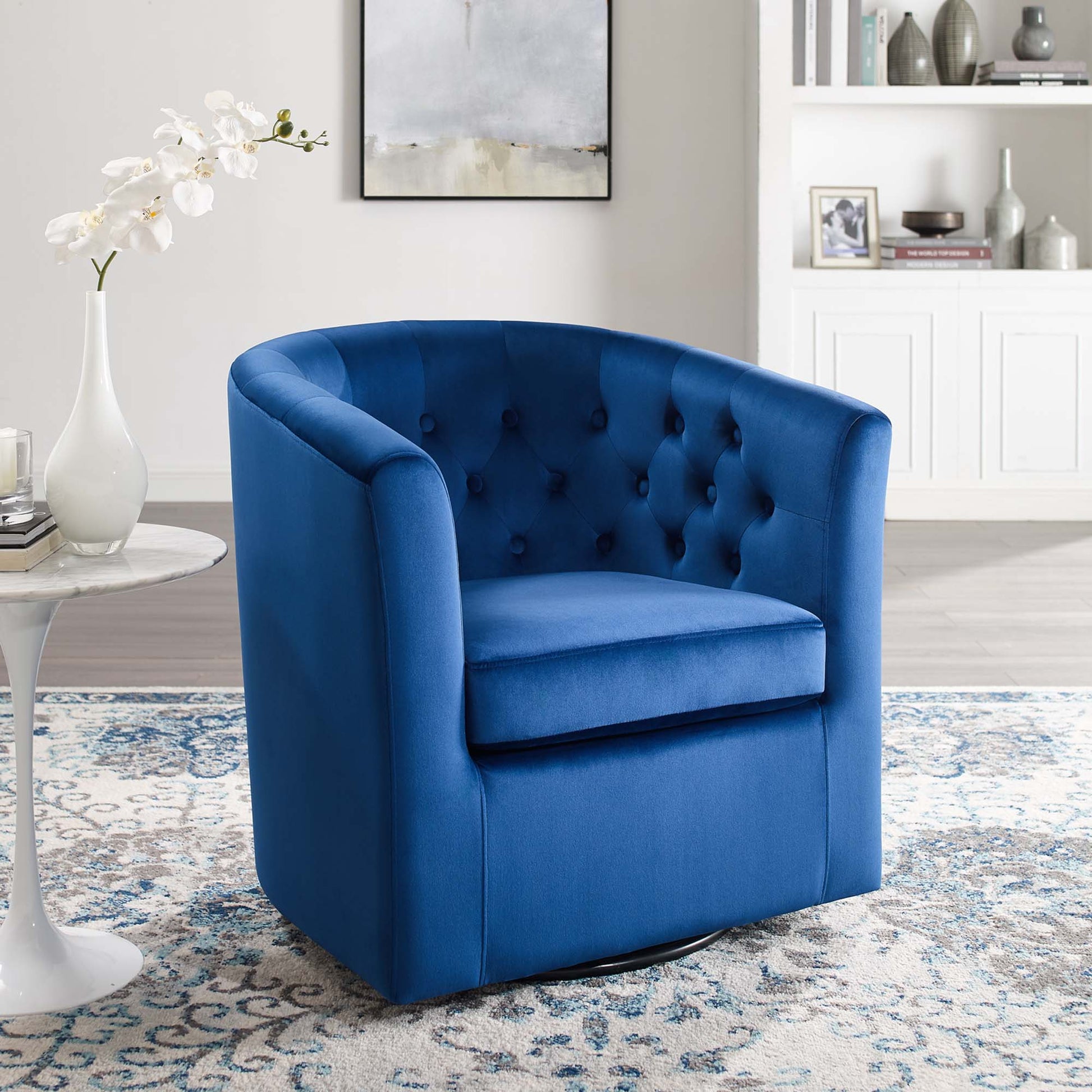 Prospect Tufted Performance Velvet Swivel Armchair - Best Buy Furniture